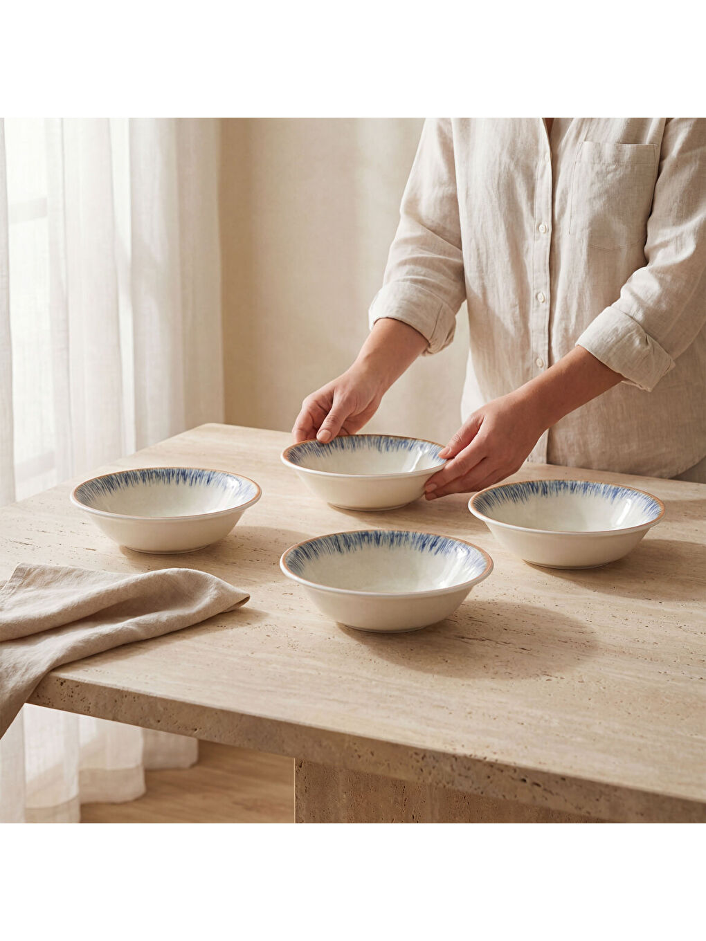 Ekru Enternasyonel Tide 4lü Kase Seti 16 Cm 64311-2