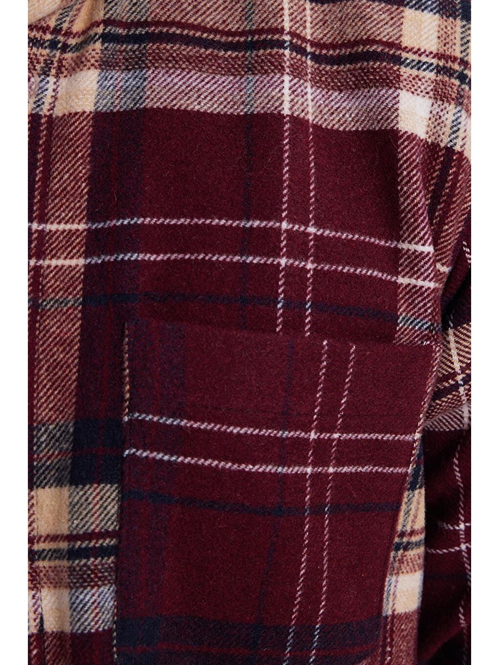 Bordo Erkek Regular Fit Rahat Kesim Kışlık Kareli Oduncu Gömlek-5