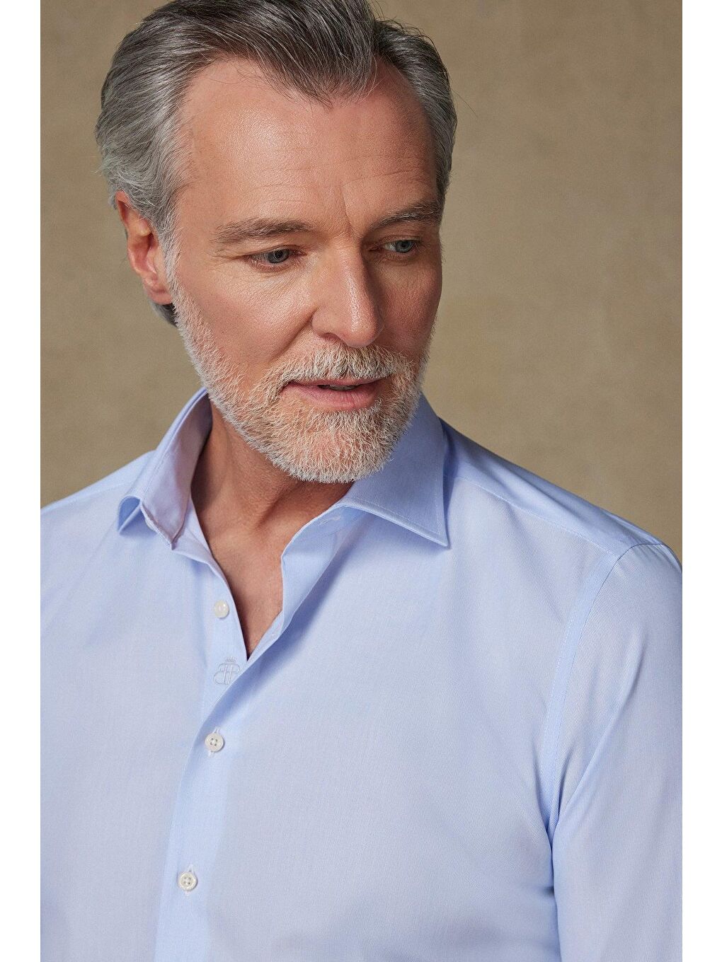 Donatello Non Iron Poplin Pamuklu Slim Fit Açık Mavi Klasik Yaka Erkek Çizgili %100 Pamuk Gömlek-3