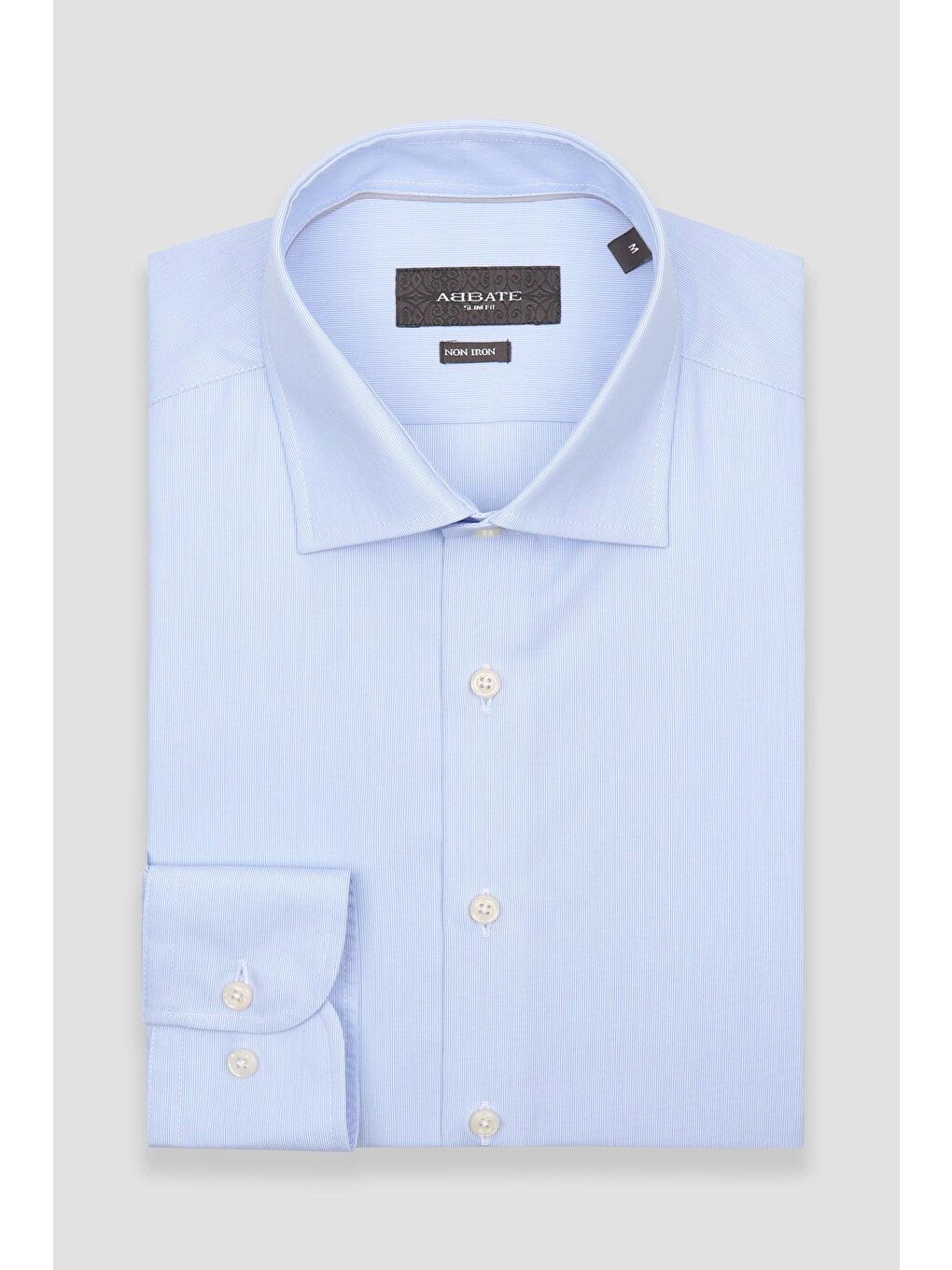 Donatello Non Iron Poplin Pamuklu Slim Fit Açık Mavi Klasik Yaka Erkek Çizgili %100 Pamuk Gömlek-4