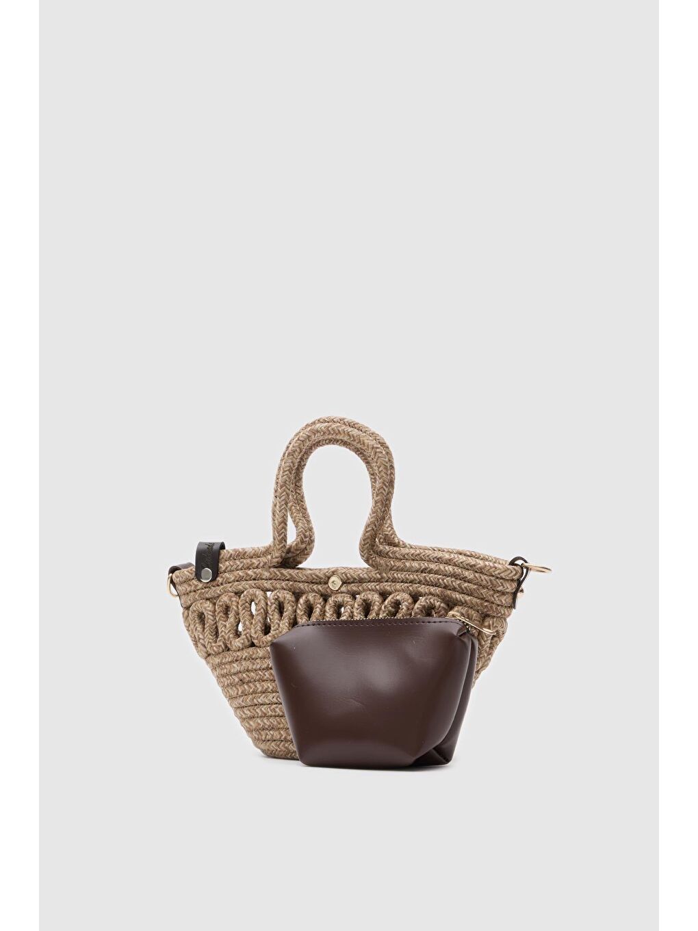 Bej Ortega Handmade Mini Hasır Çapraz Çanta Vizon-6