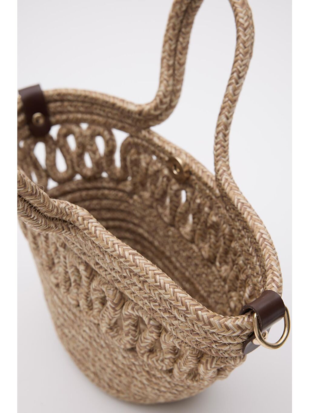 Bej Ortega Handmade Mini Hasır Çapraz Çanta Vizon-8