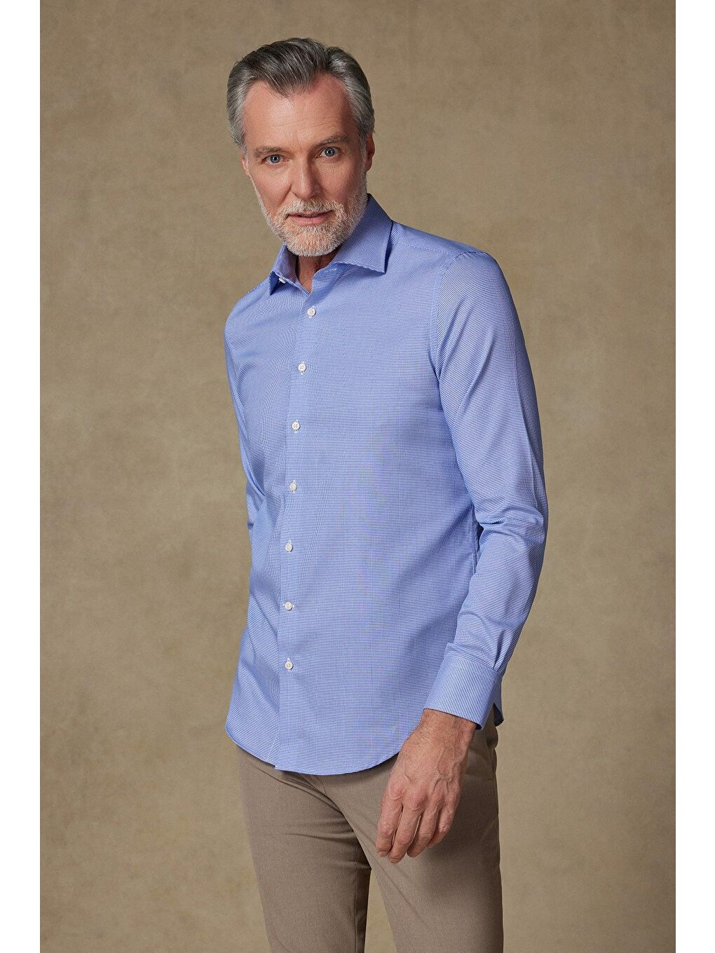 Donatello Non Iron Armür Pamuklu Slim Fit Açık Mavi Klasik Yaka Erkek Düz %100 Pamuk Gömlek