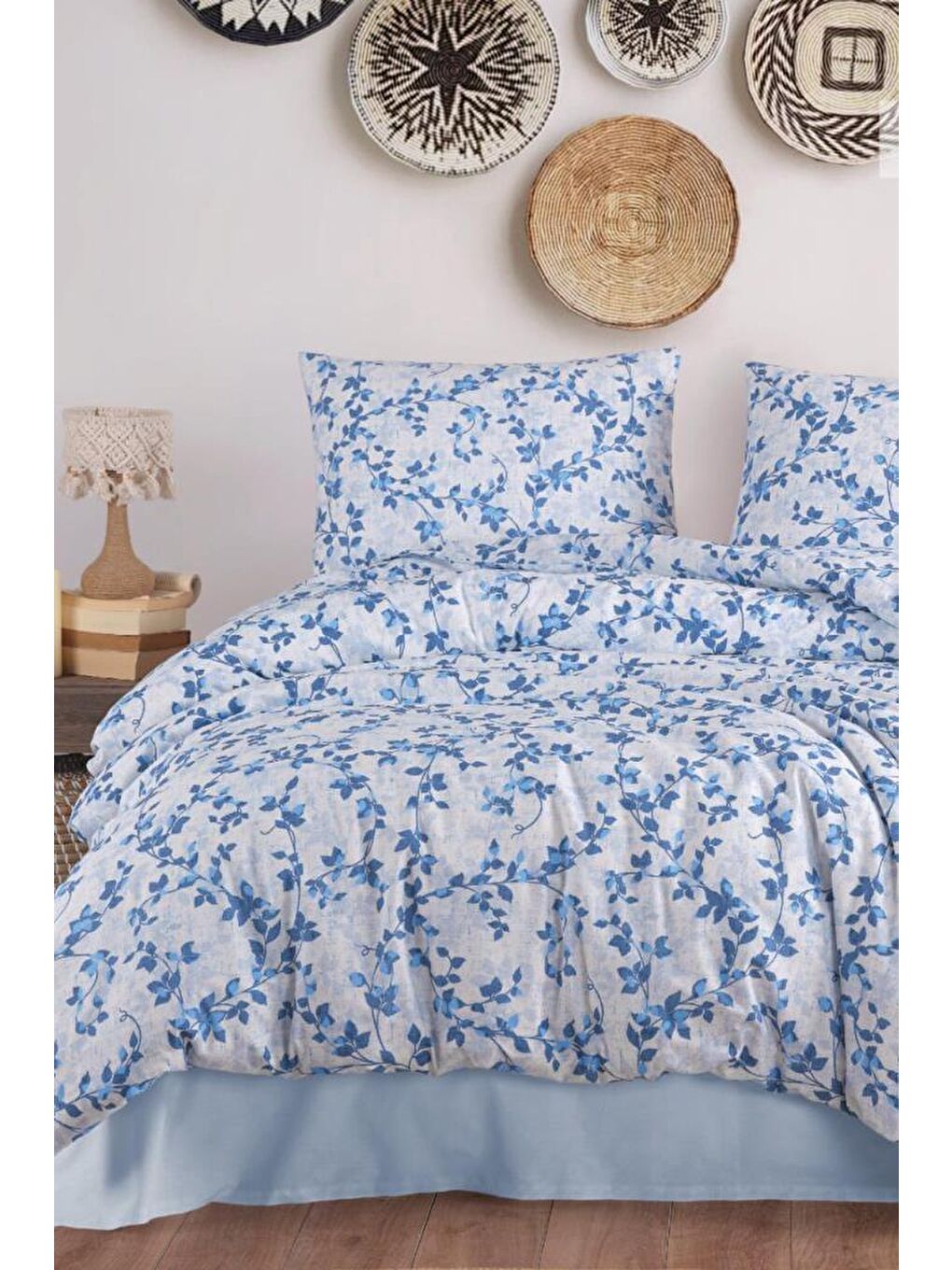 Lacivert Harçana Çift Kişilik Nevresim Takımı İndigo