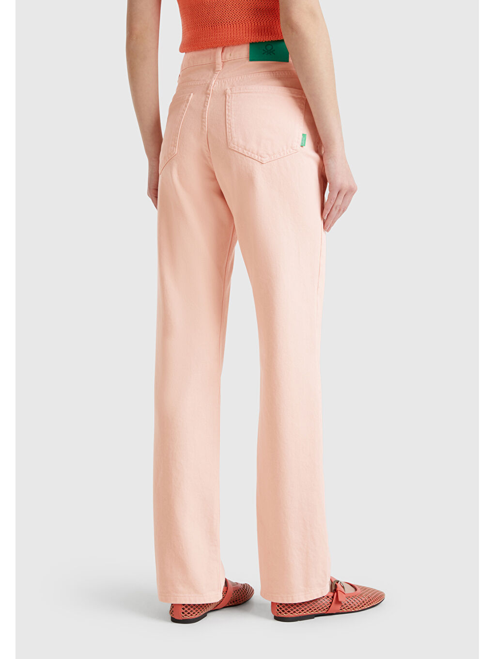 Kadın Pembe %100 Pamuk Normal Bel Regular Fit Denim Pantolon-2