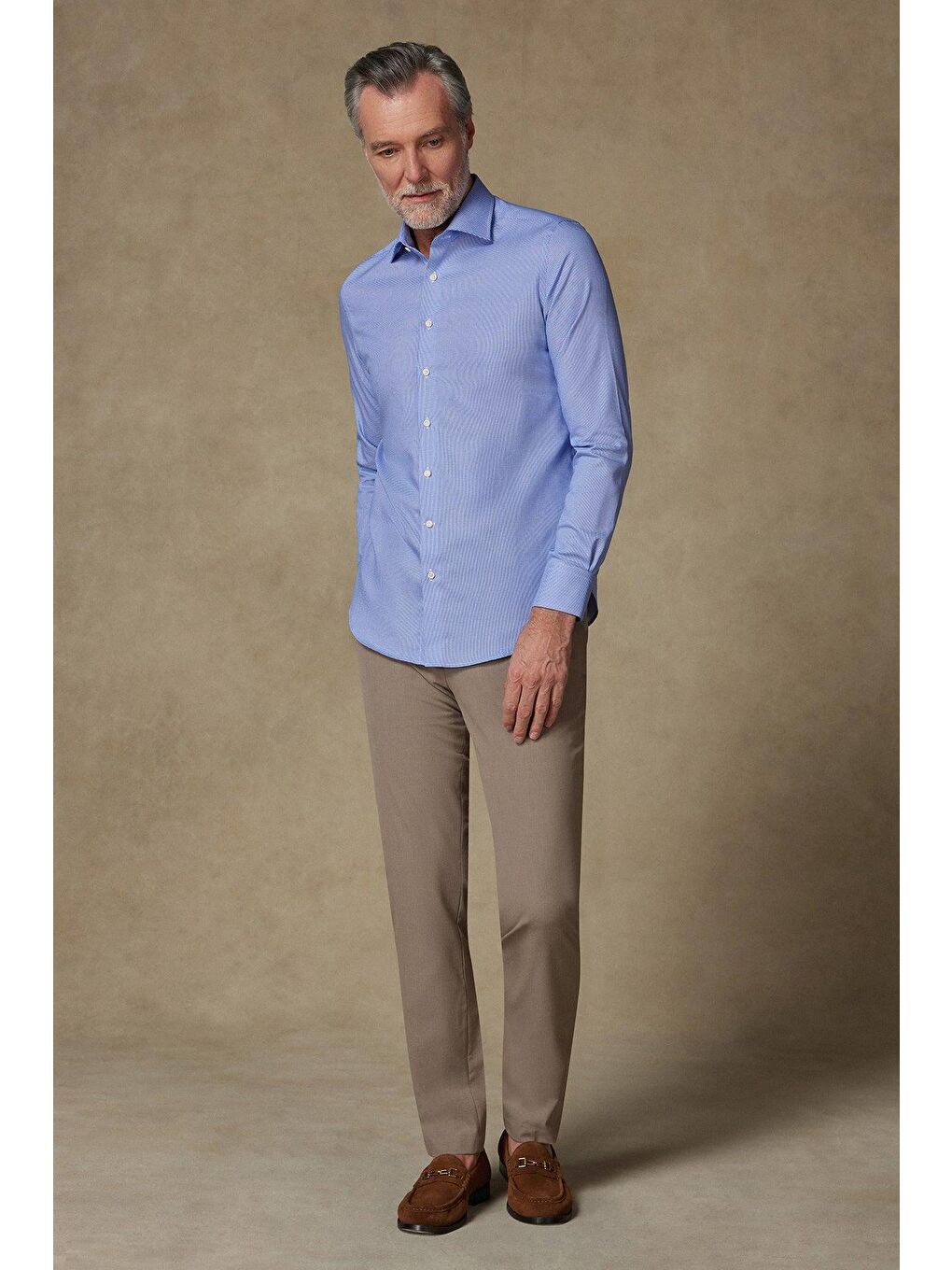 Donatello Non Iron Armür Pamuklu Slim Fit Açık Mavi Klasik Yaka Erkek Düz %100 Pamuk Gömlek-2