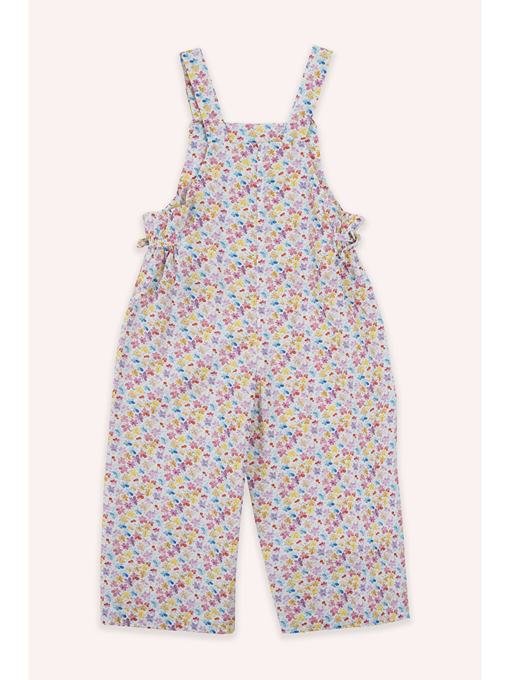 Kız Bebek Çiçek Detaylı Pembe Salopet-2