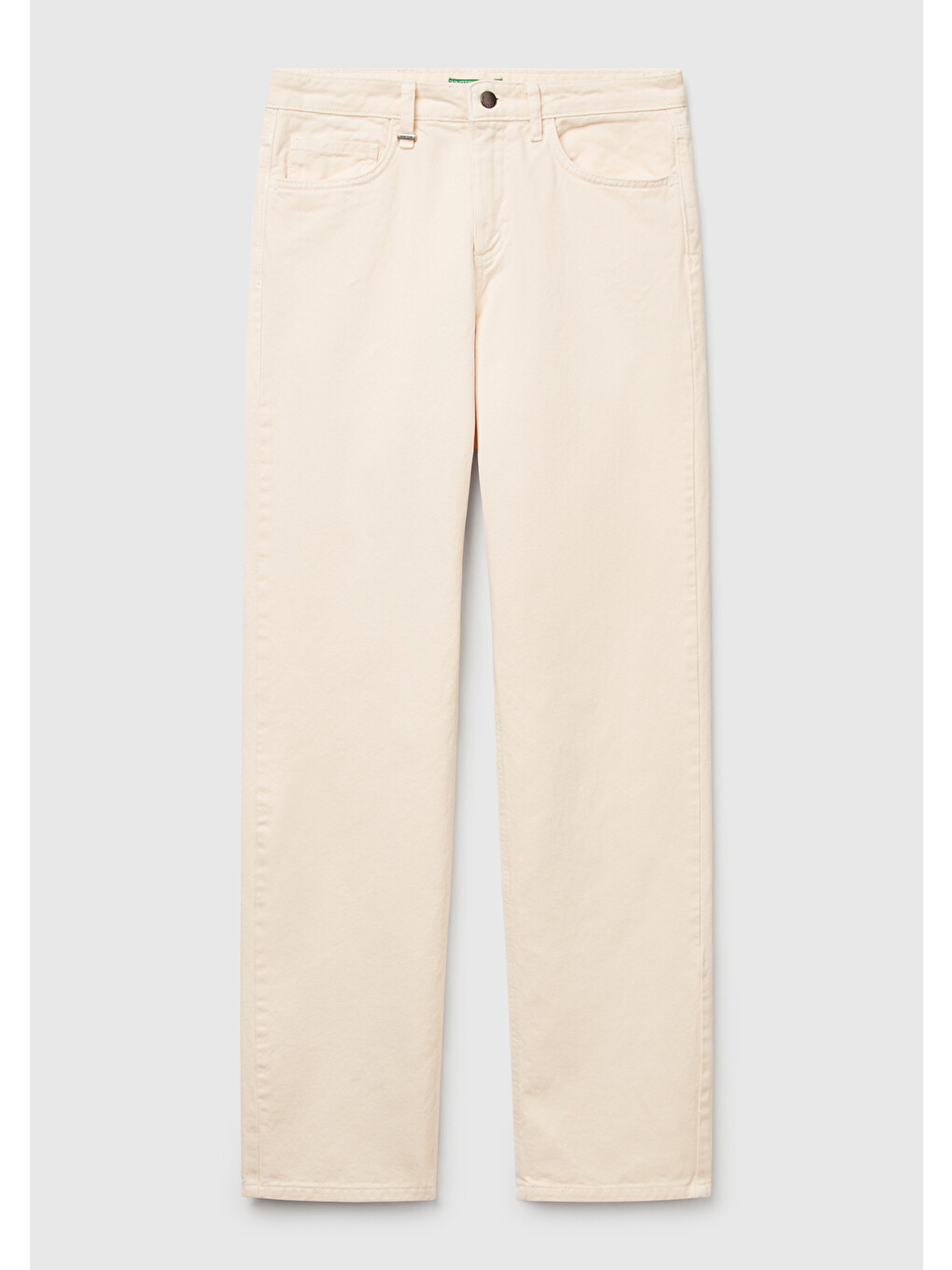 Ekru Kadın Krem %100 Pamuk Normal Bel Regular Fit Denim Pantolon-1