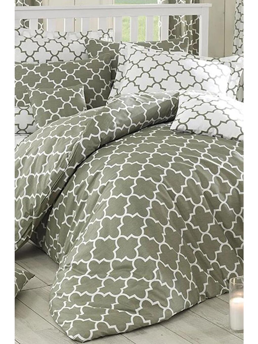 Madalyon Çift Kişilik Nevresim Takımı Yeşil-1