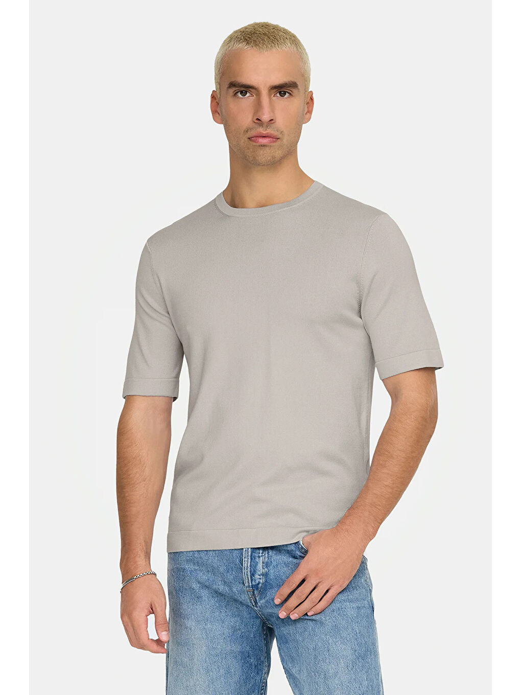 Bej Onswyler Regular Fit Bisiklet Yaka Tişört 22022928