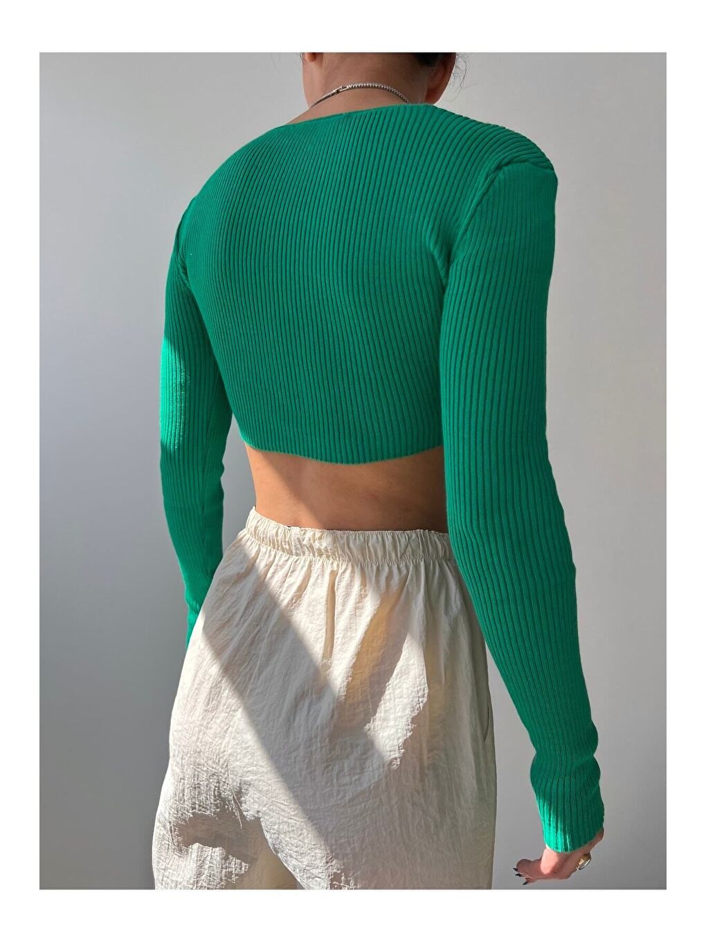 Mai Berta Yeşil Triko Crop-1