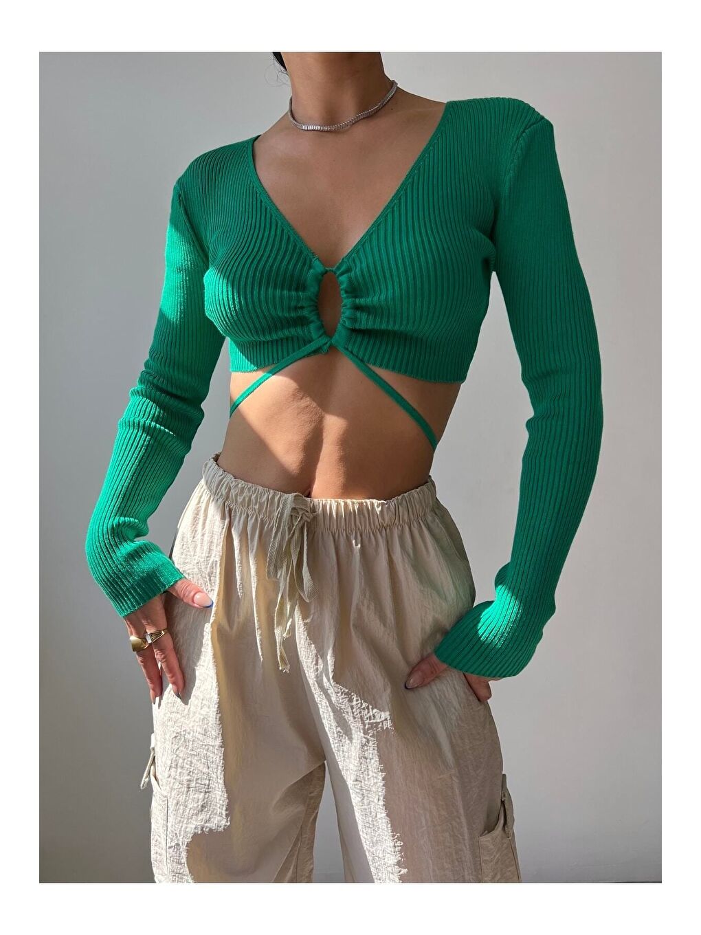 Mai Berta Yeşil Triko Crop-4