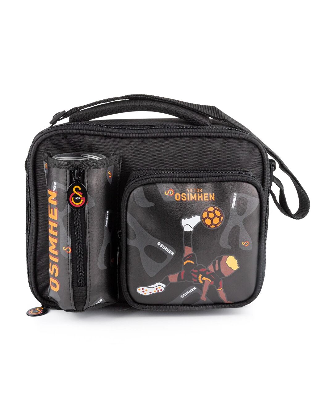 3 Bölmeli Victor Osimhen Suni Deri Okul Çantası + Beslenme Çantası-3