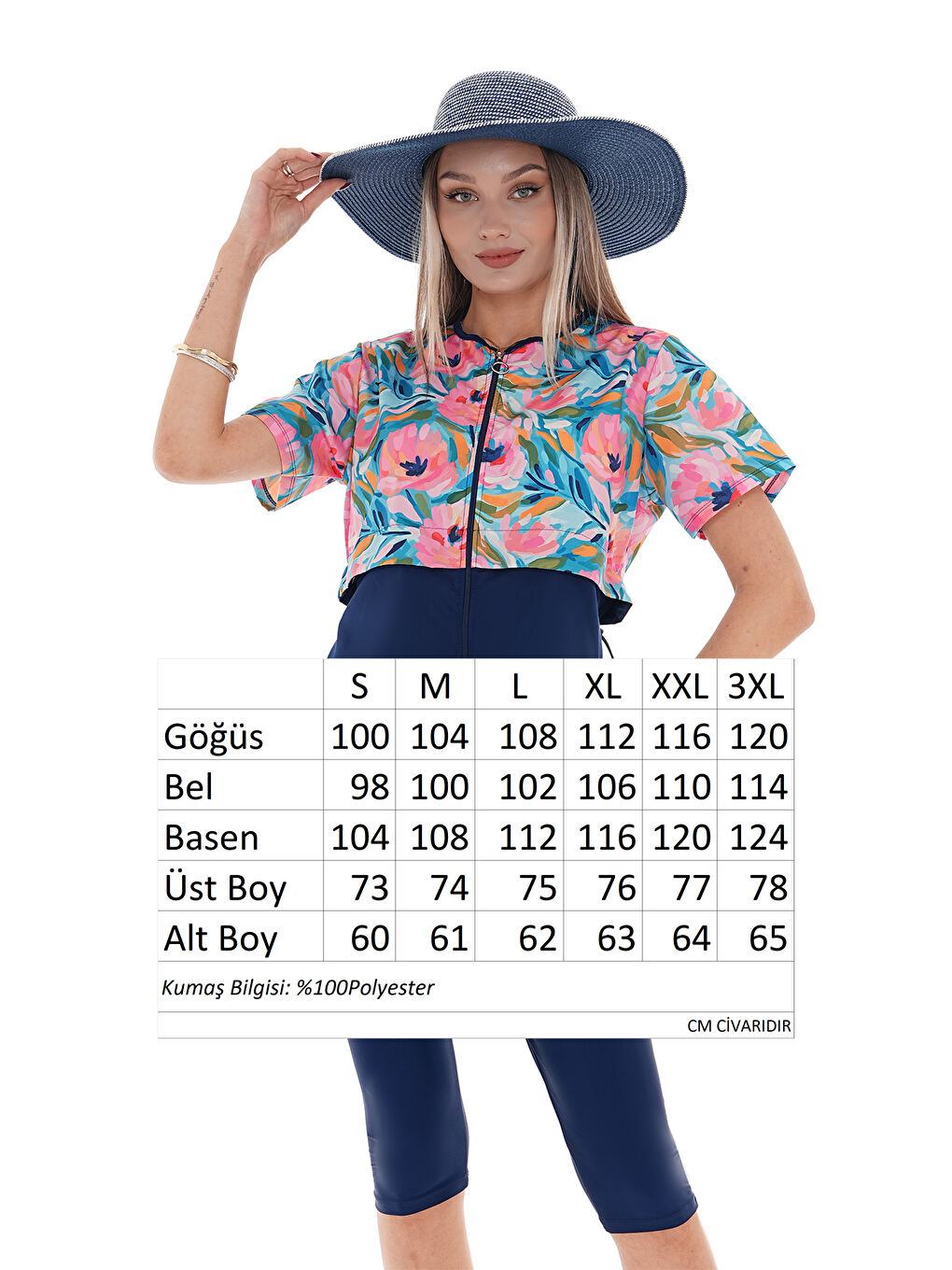 Pembe Yarı Kapalı Tesettür Mayo 2508 Suna Çiçek-3