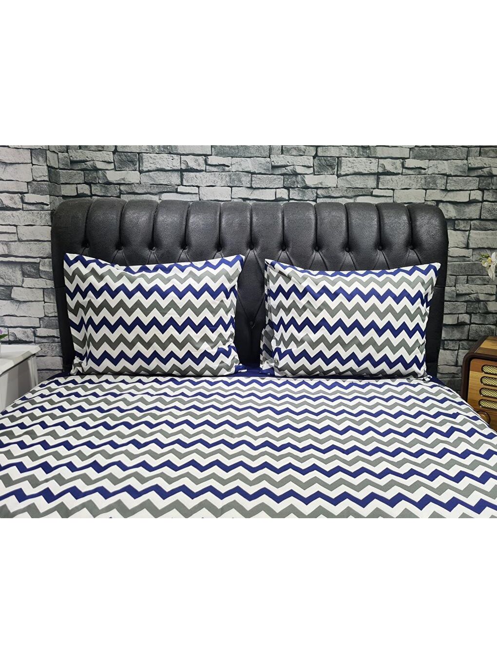 Zigzag Çift Kişilik Nevresim Takımı Lacivert