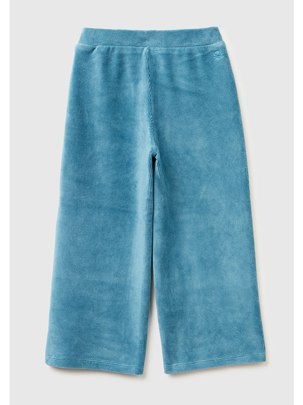 Kız Çocuk Petrol Mavisi Arkası Logo İşlemeli Geniş Paça Pantolon-1