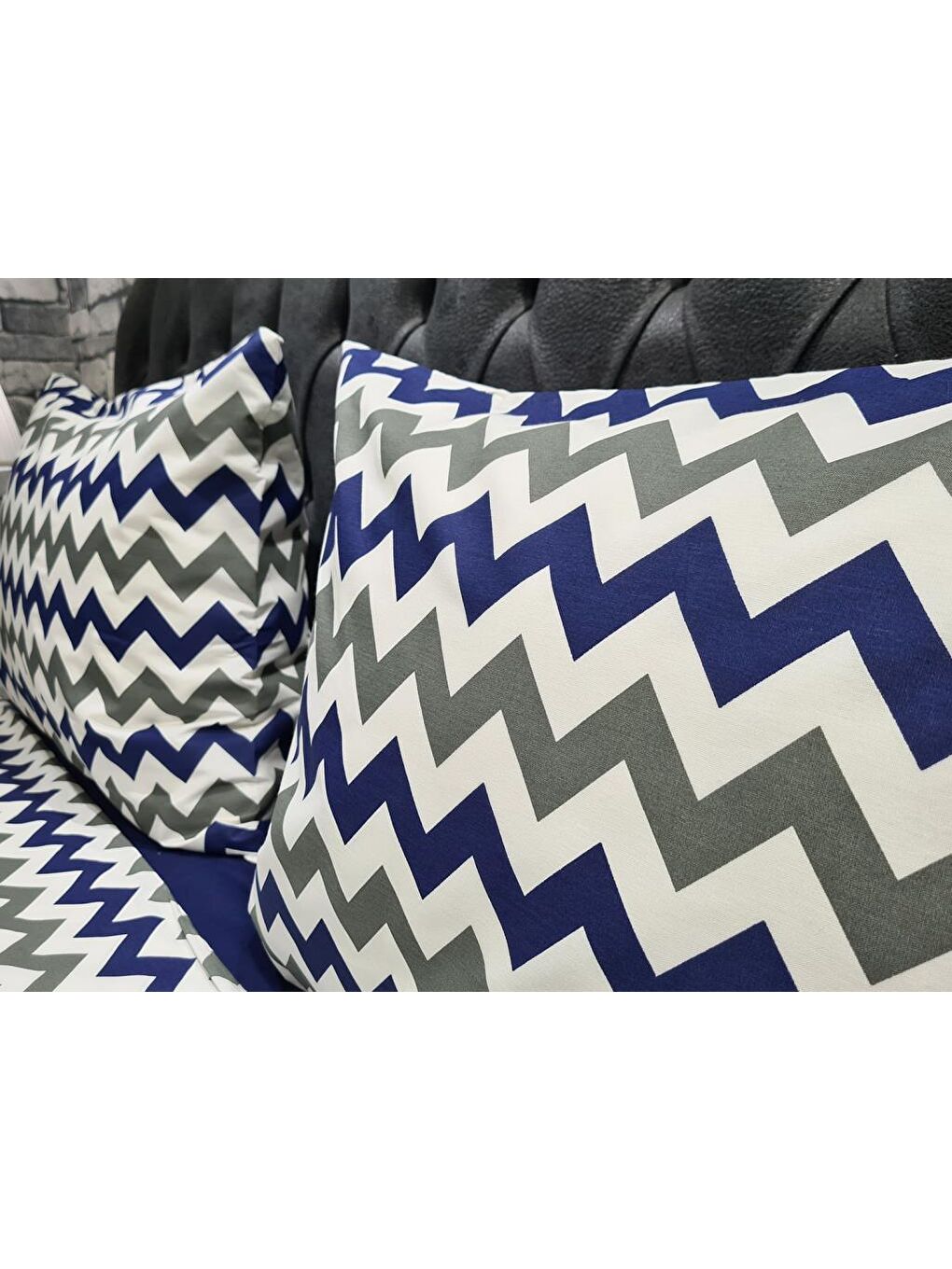 Zigzag Çift Kişilik Nevresim Takımı Lacivert-2