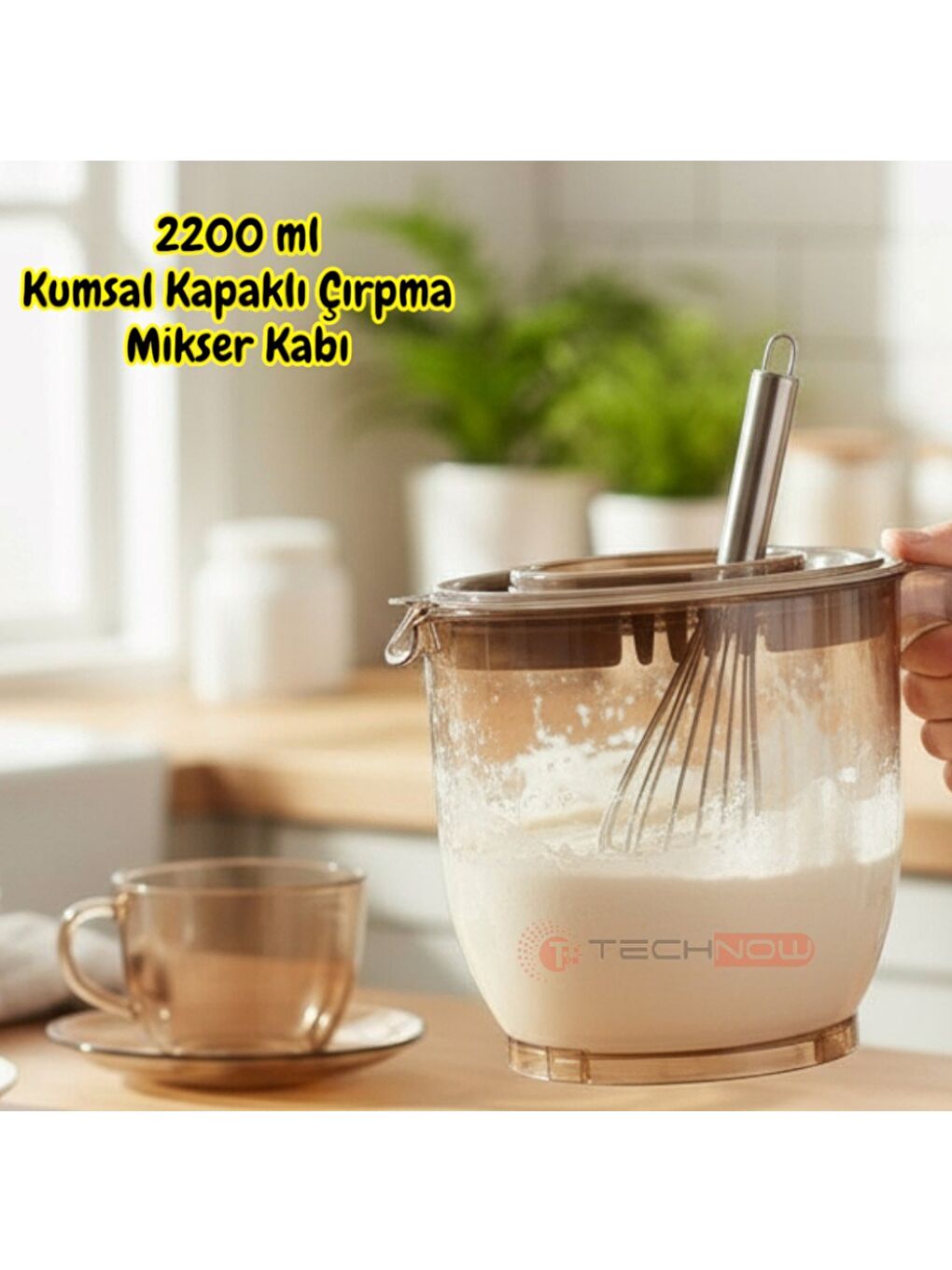 Kahverengi VP-023 2200ml Kumsal Kapaklı Çırpma Mikser Kabı