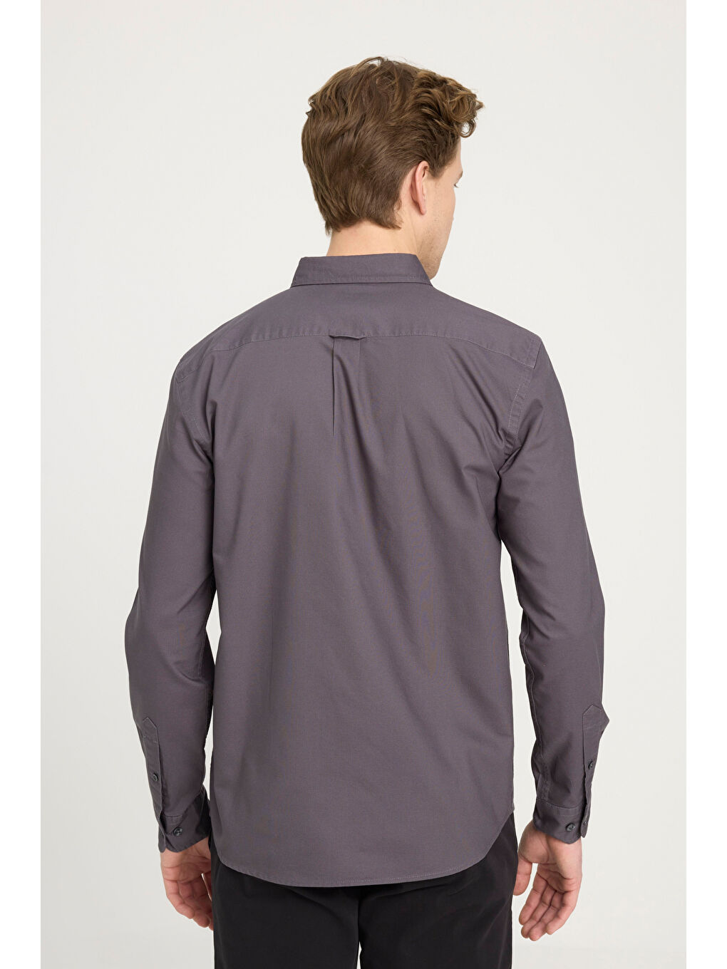 Regular Fit Normal Kesim %100 Pamuk Antrasit Gömlek-4