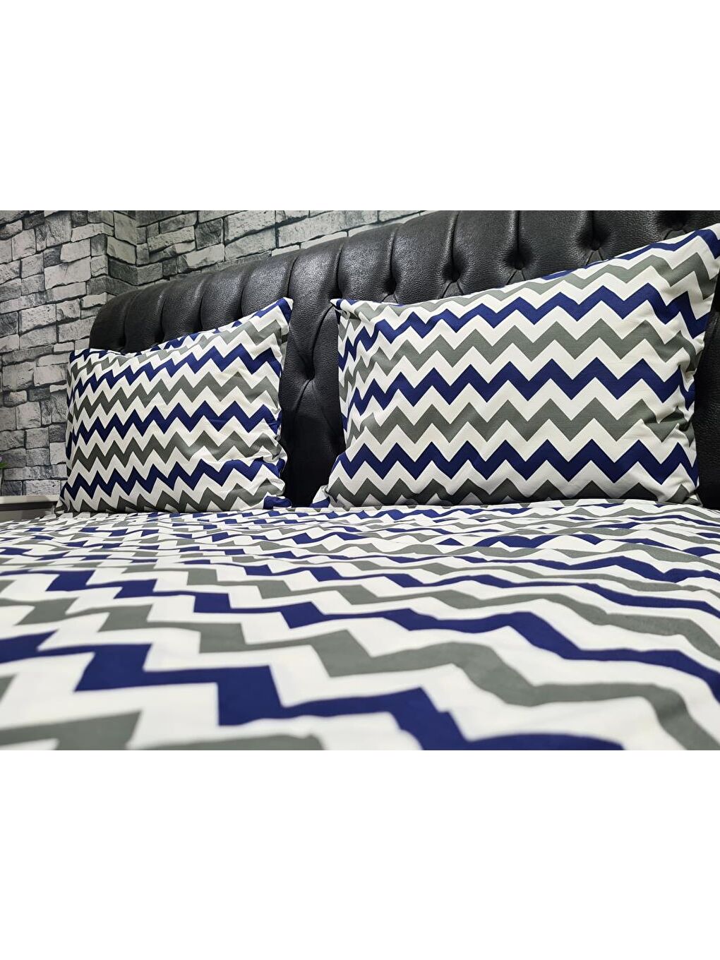Zigzag Çift Kişilik Nevresim Takımı Lacivert-3