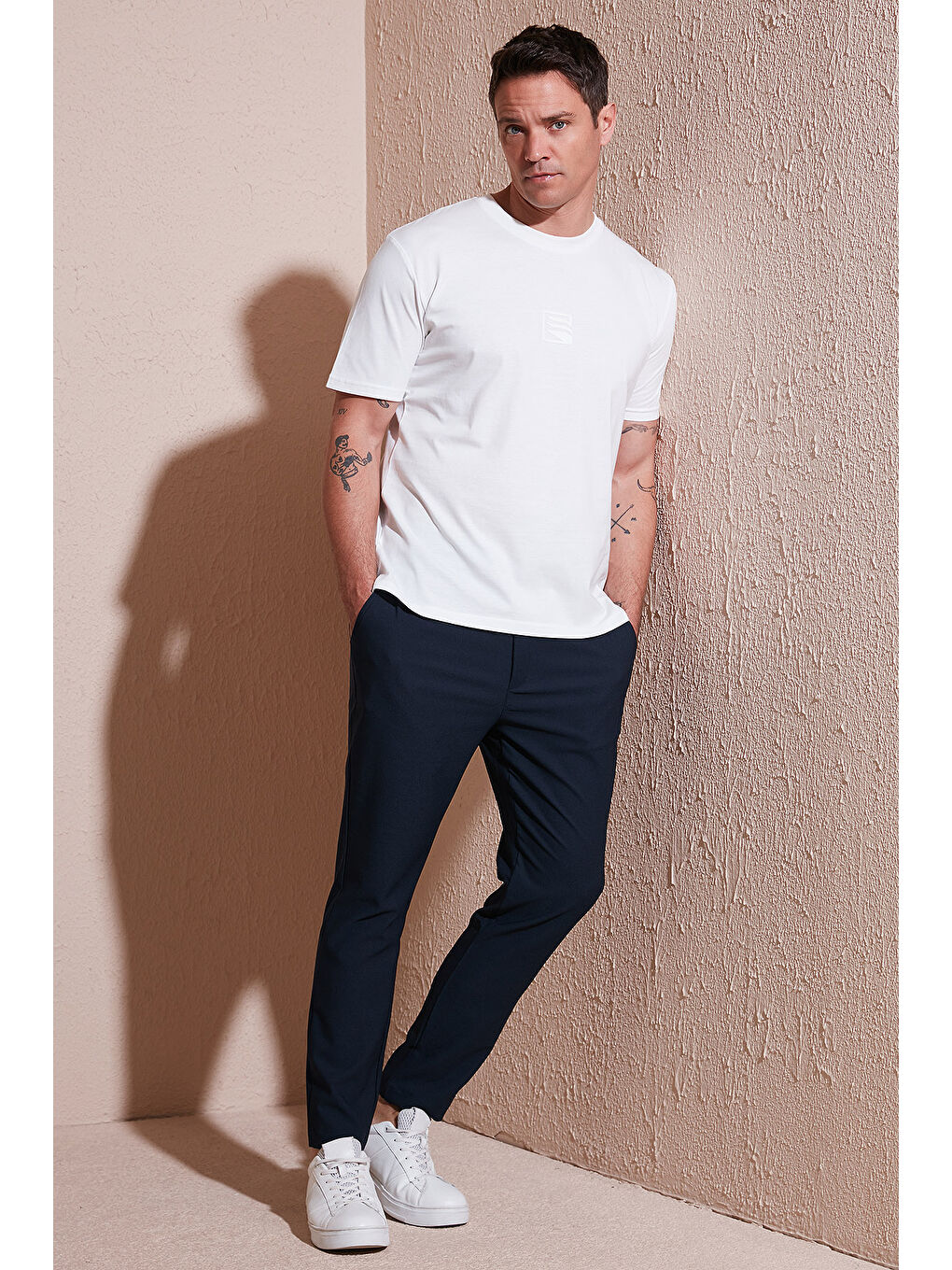 Lacivert Streç Regular Fit Normal Bel Düz Paça Jogger Pantolon CF25617953