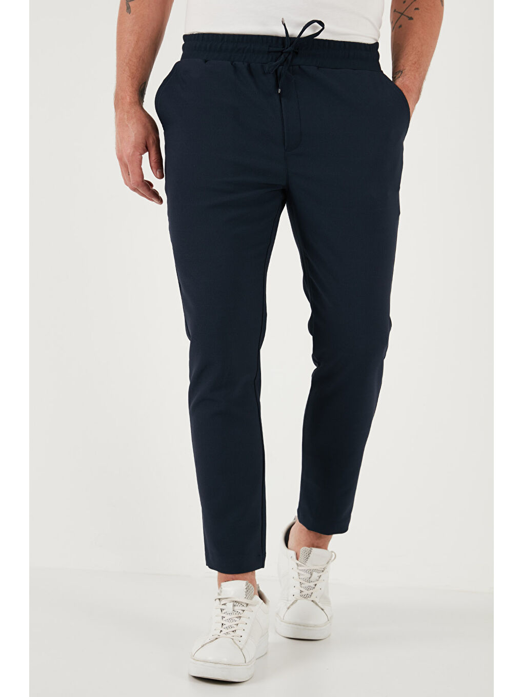 Lacivert Streç Regular Fit Normal Bel Düz Paça Jogger Pantolon CF25617953-1