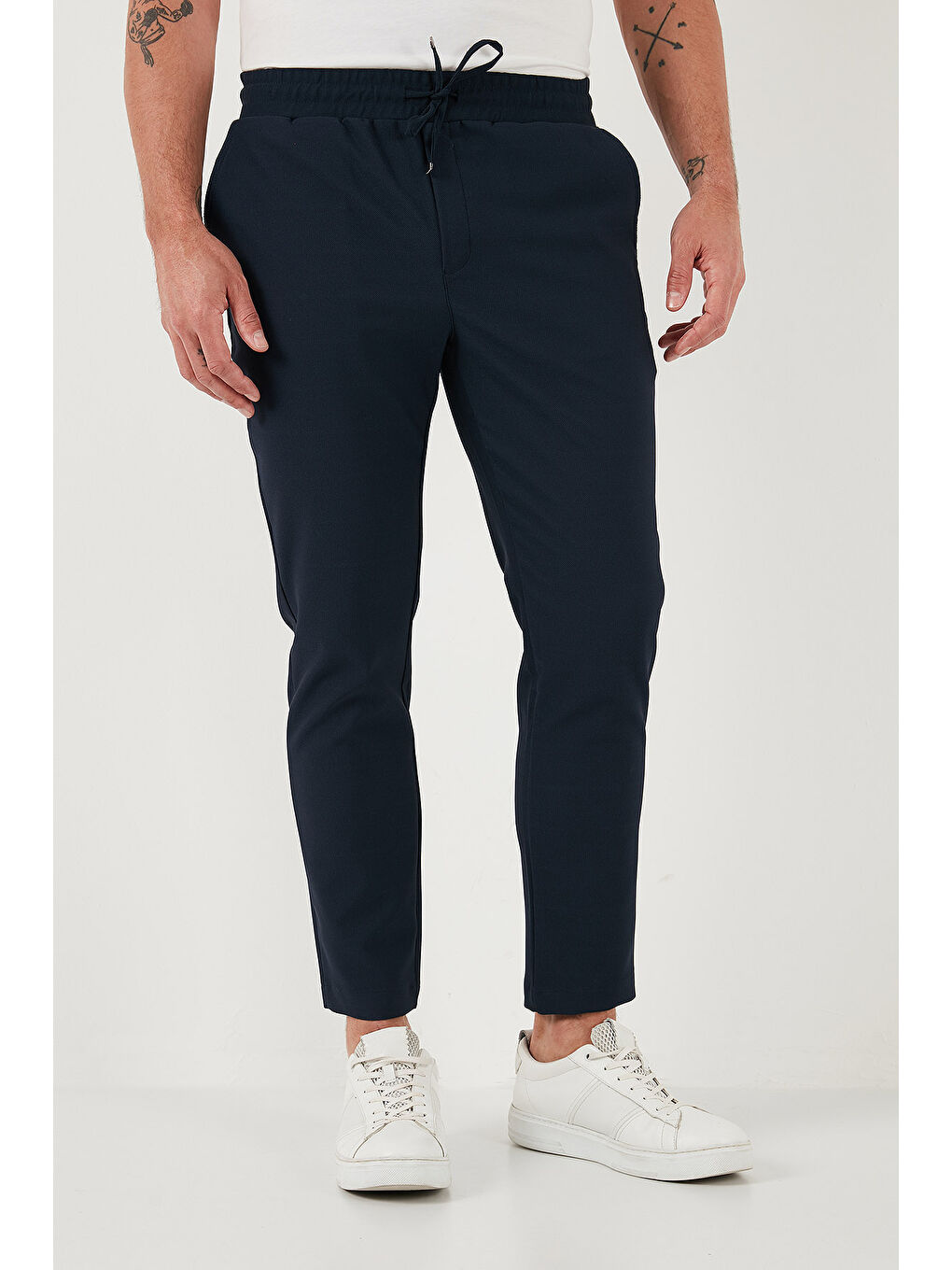 Lacivert Streç Regular Fit Normal Bel Düz Paça Jogger Pantolon CF25617953-2