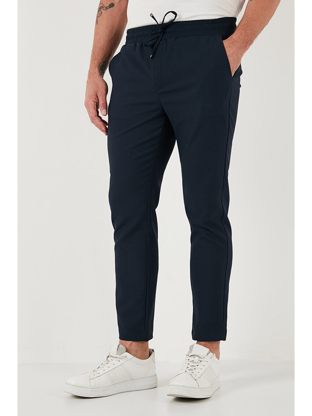 Lacivert Streç Regular Fit Normal Bel Düz Paça Jogger Pantolon CF25617953-4