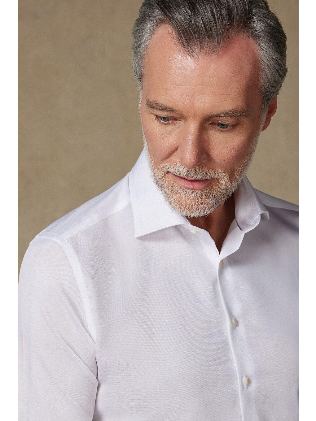 Donatello Non Iron Armür Pamuklu Slim Fit Beyaz Klasik Yaka Erkek Düz %100 Pamuk Gömlek-3