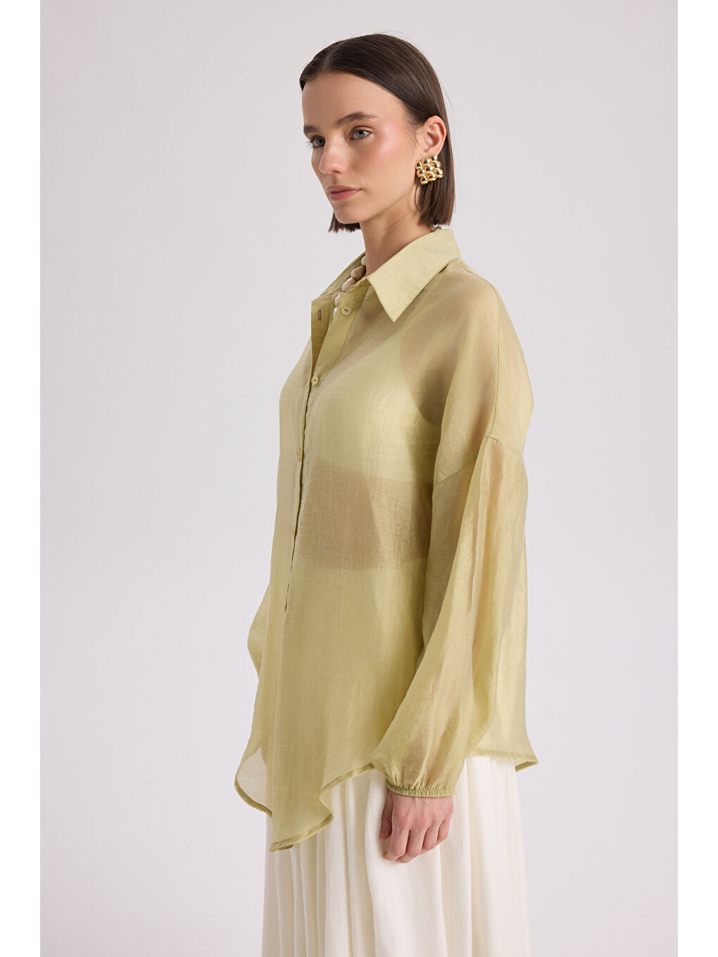 Lyra Oversize Yeşil Gömlek-2