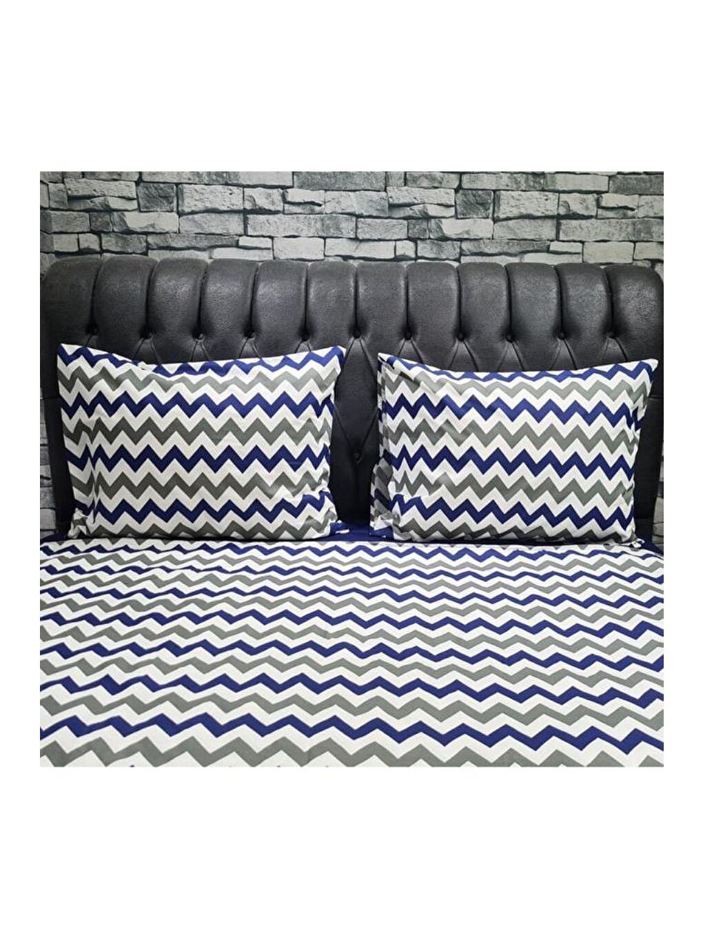 Zigzag Çift Kişilik Nevresim Takımı Lacivert-5