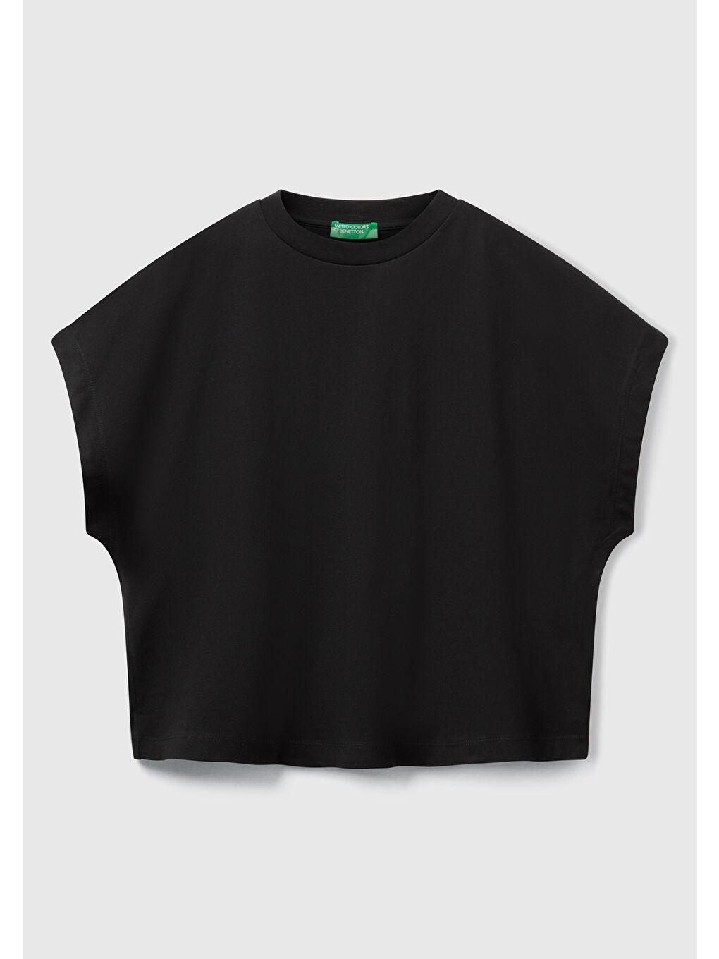 Kadın Siyah %100 Pamuk Kimono Kollu Bisiklet Yaka T-Shirt-1