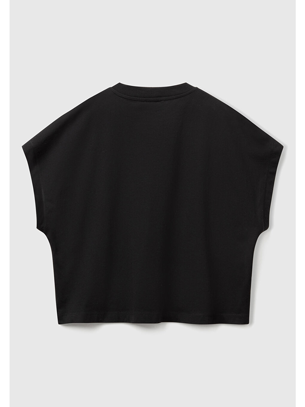 Kadın Siyah %100 Pamuk Kimono Kollu Bisiklet Yaka T-Shirt-3