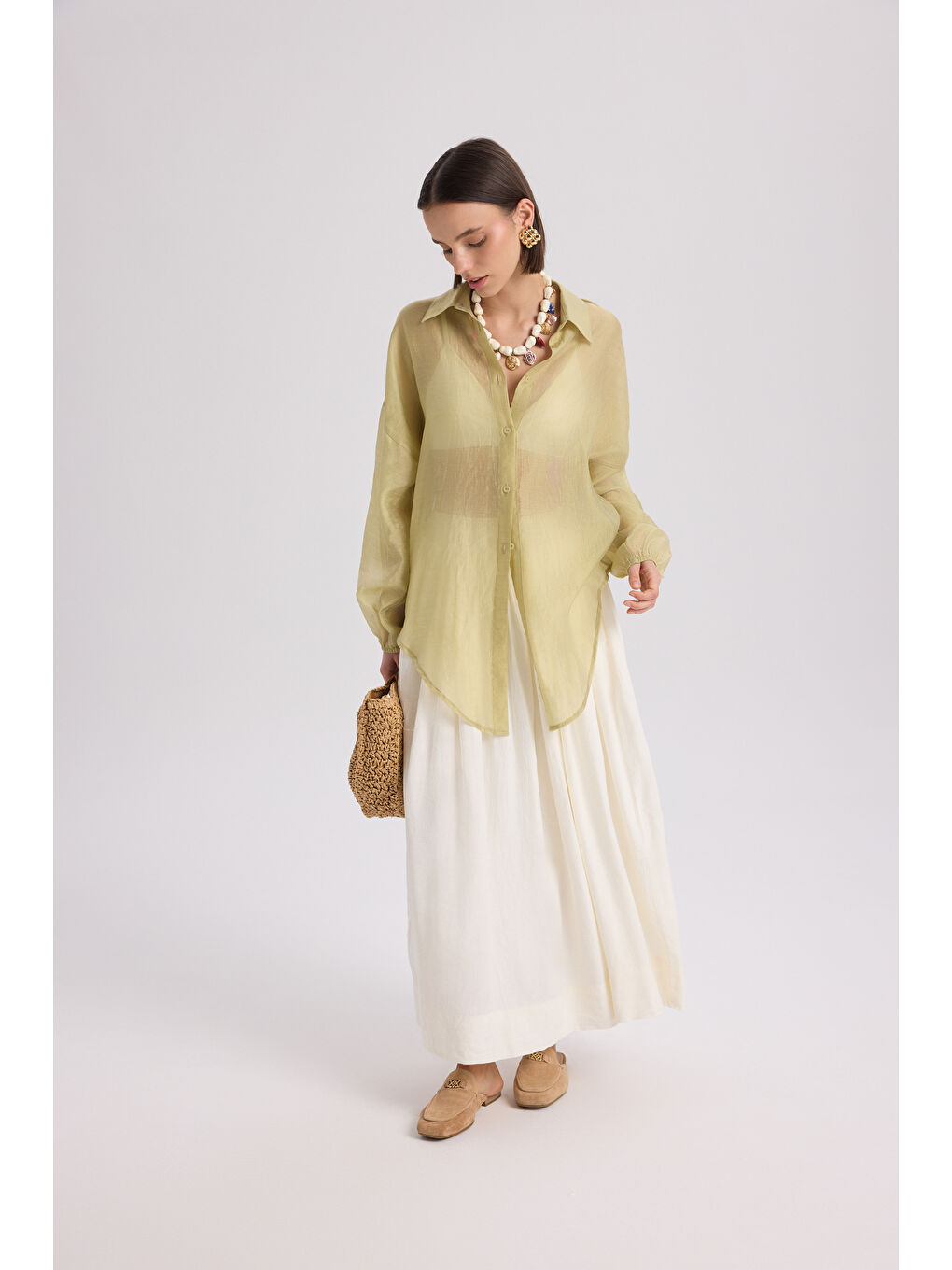 Lyra Oversize Yeşil Gömlek-3