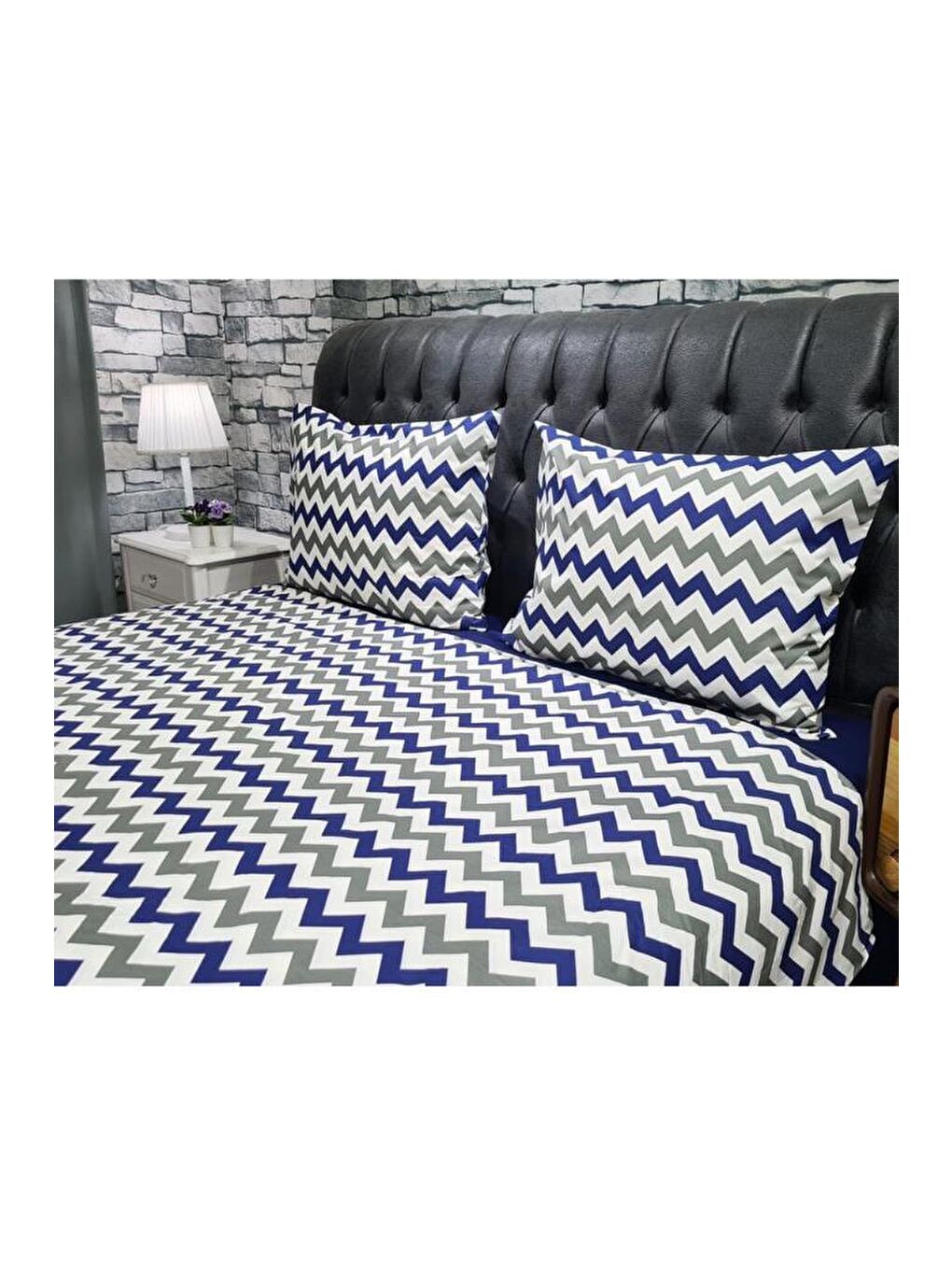 Zigzag Çift Kişilik Nevresim Takımı Lacivert-6