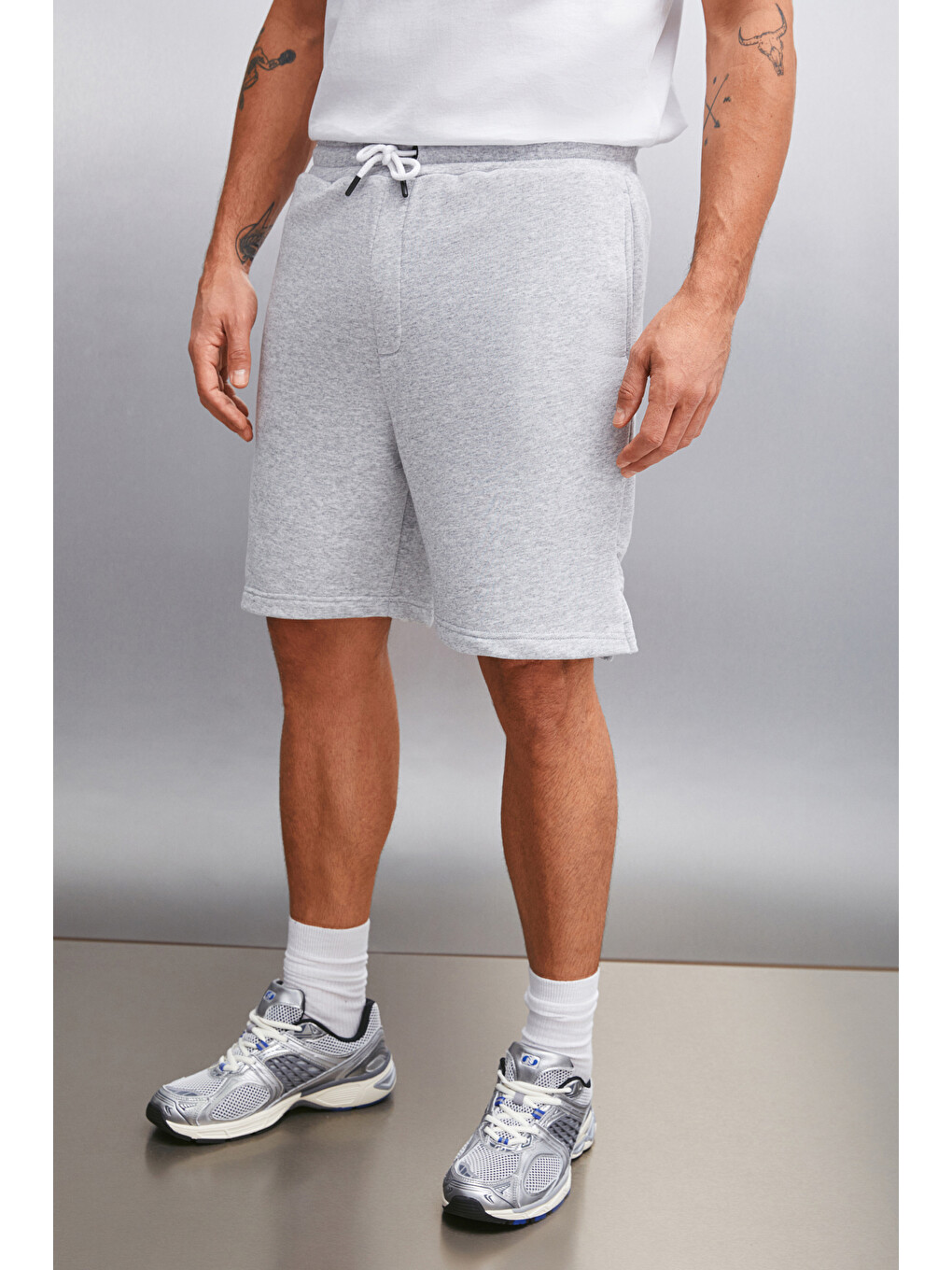 Gri UNCERTAIN Erkek Comfort Fit GRİ MELANJ Şort & Bermuda-1