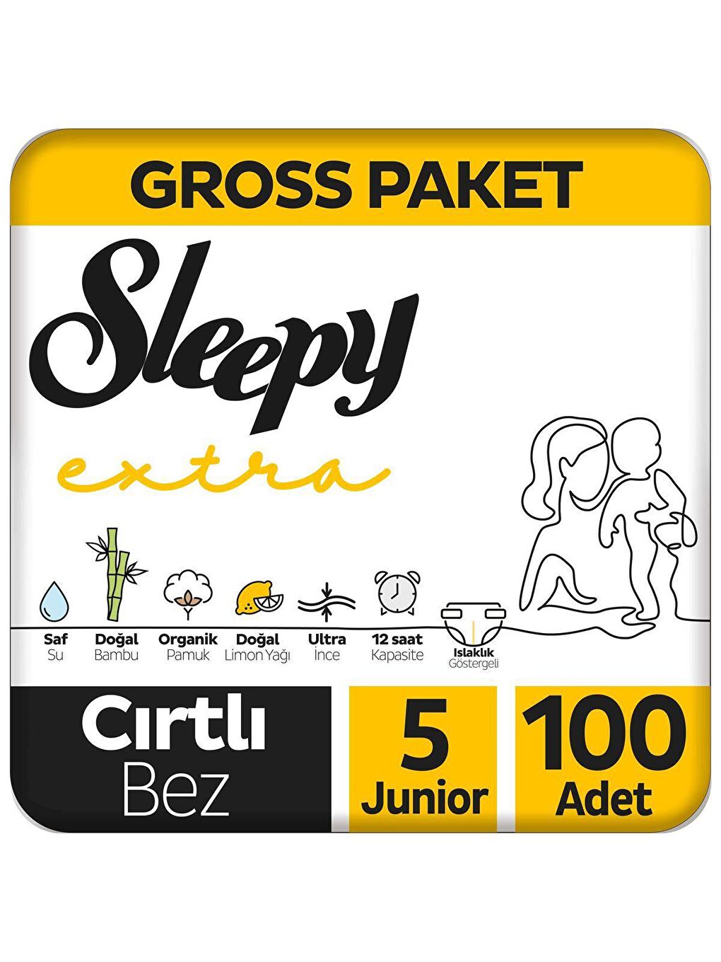 Sleepy Beyaz Extra Günlük Aktivite Gross Paket Bebek Bezi 5 Numara Junior 100 Adet