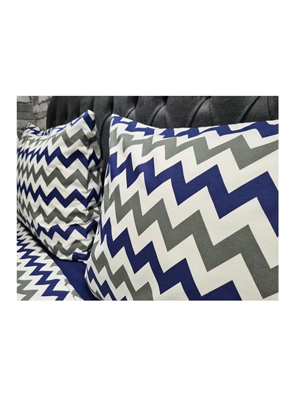 Zigzag Çift Kişilik Nevresim Takımı Lacivert-7
