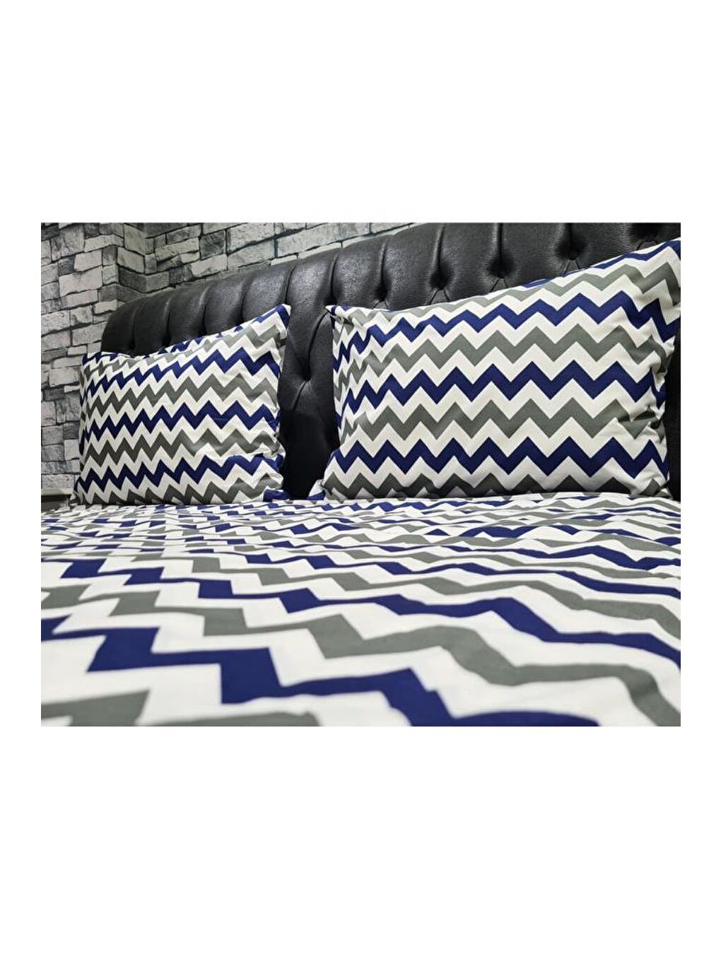 Zigzag Çift Kişilik Nevresim Takımı Lacivert-8