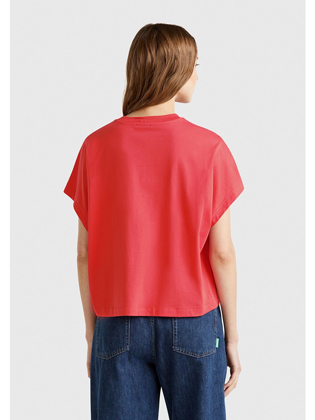 Kadın Mercan %100 Pamuk Kimono Kollu Bisiklet Yaka T-Shirt-2