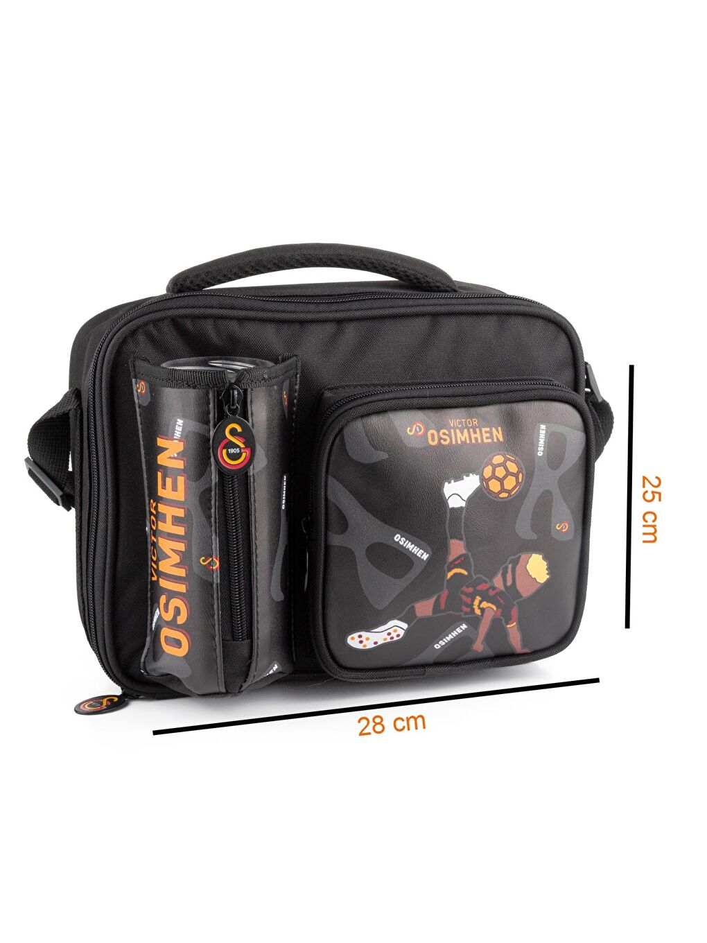 3 Bölmeli Victor Osimhen Suni Deri Okul Çantası + Beslenme Çantası-4