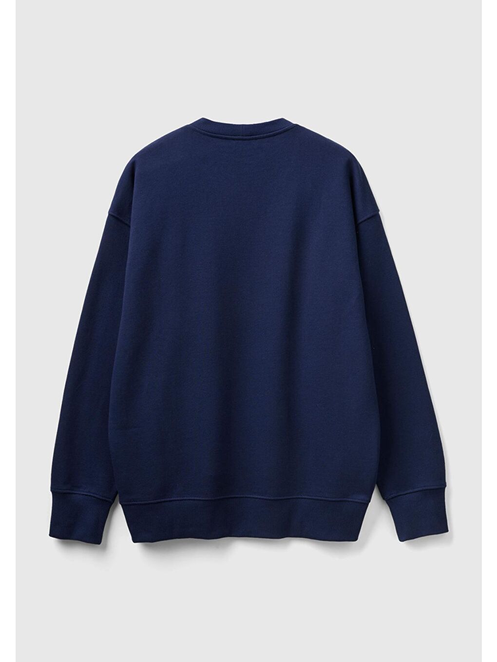 Erkek Lacivert %100 Pamuk Bisiklet Yaka Basic Sweatshirt-3