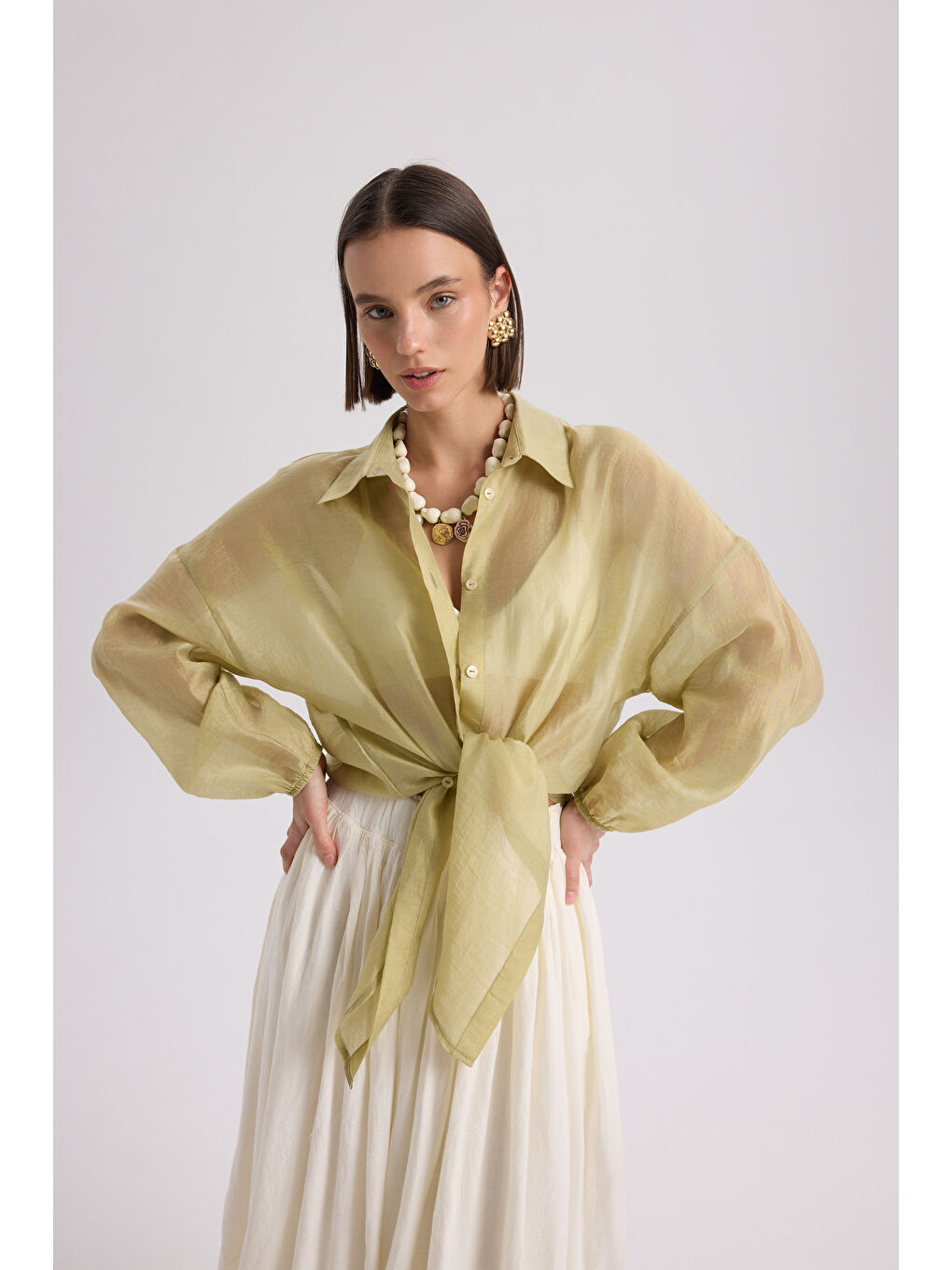 Lyra Oversize Yeşil Gömlek-5