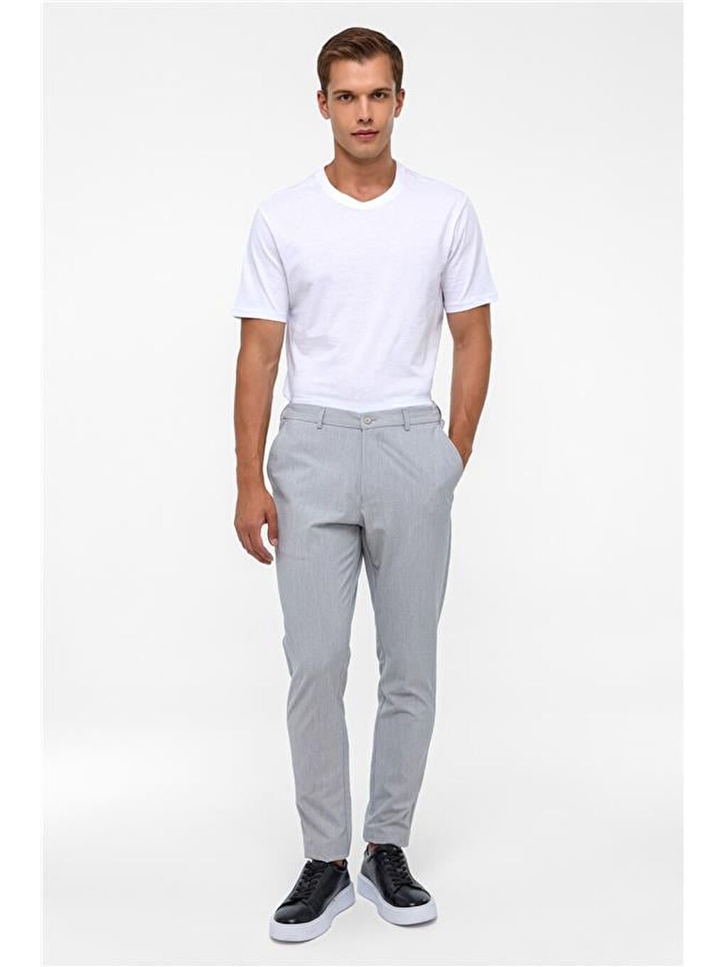 Gri Slim Düz Jogger Pantolon