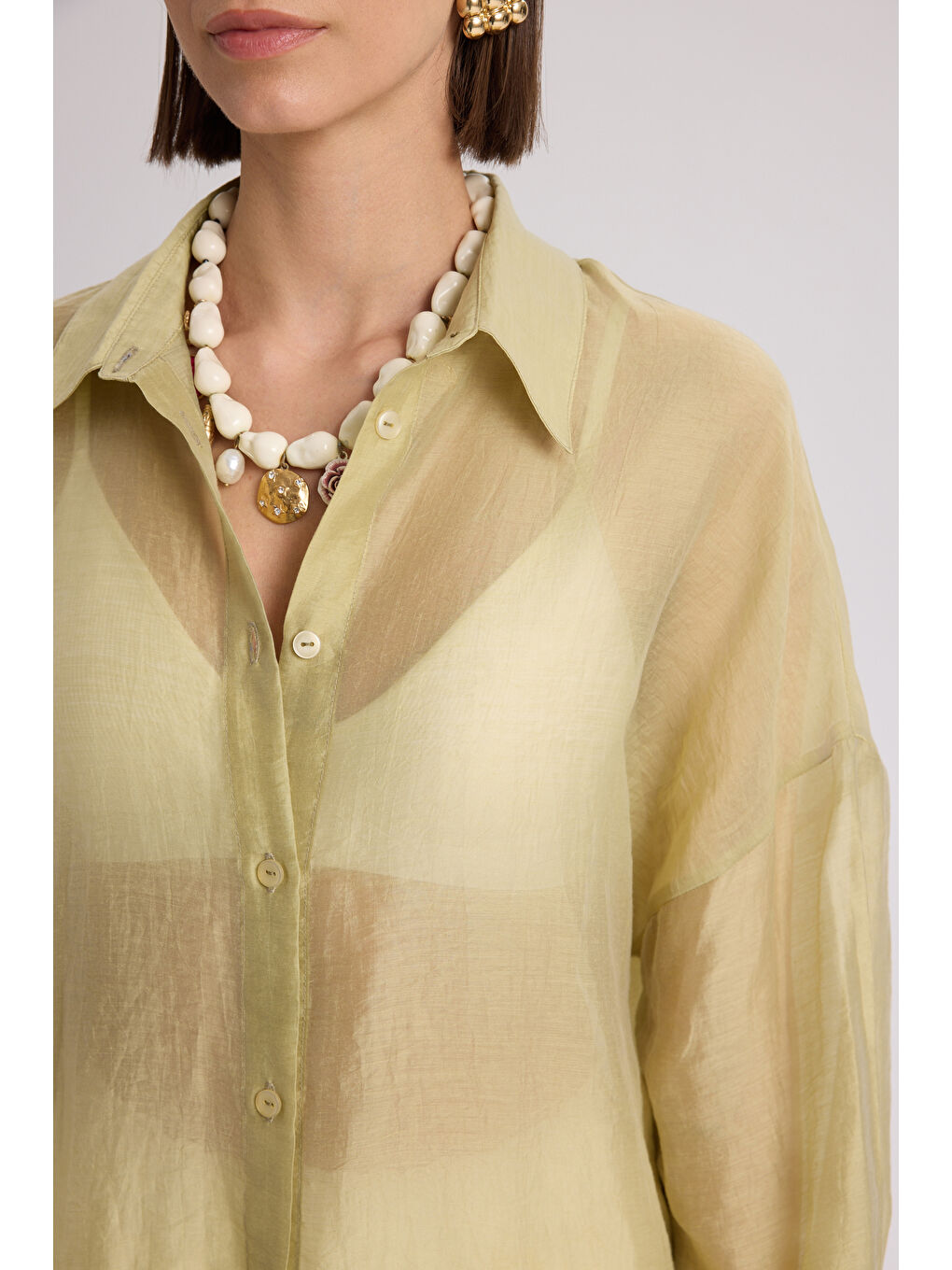 Lyra Oversize Yeşil Gömlek-6