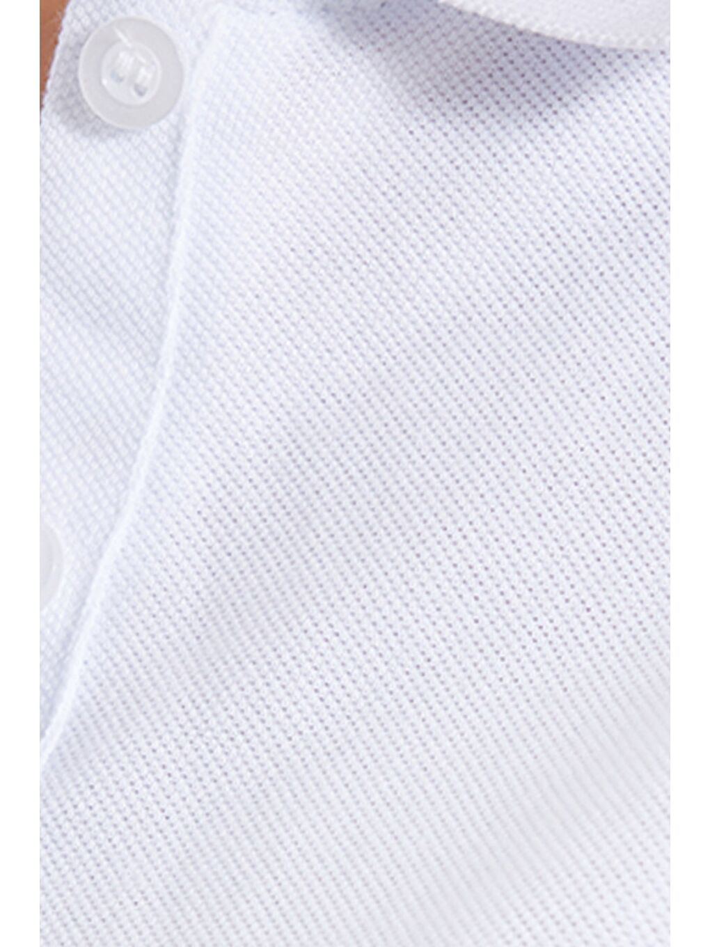 Kadın Slim Fit Dar Kesim %100 Pamuk Polo Yaka Beyaz Pike Tişört-4