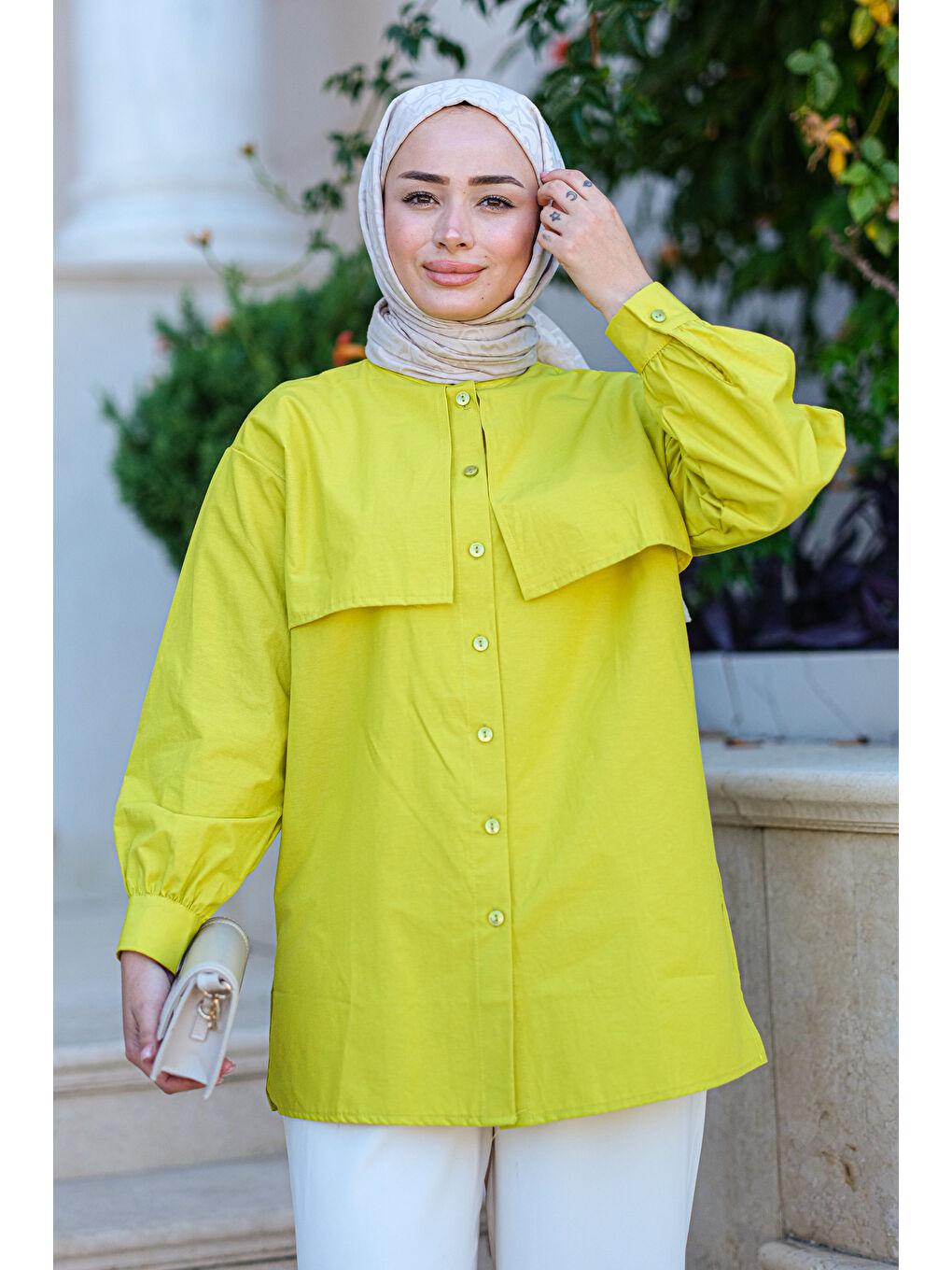 Hakim Yaka Gömlek Yağ Yeşil-1