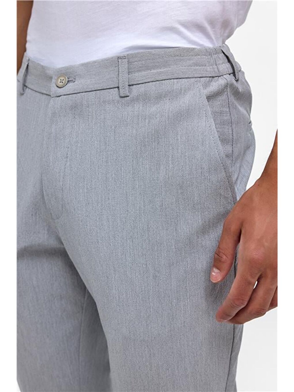 Gri Slim Düz Jogger Pantolon-3