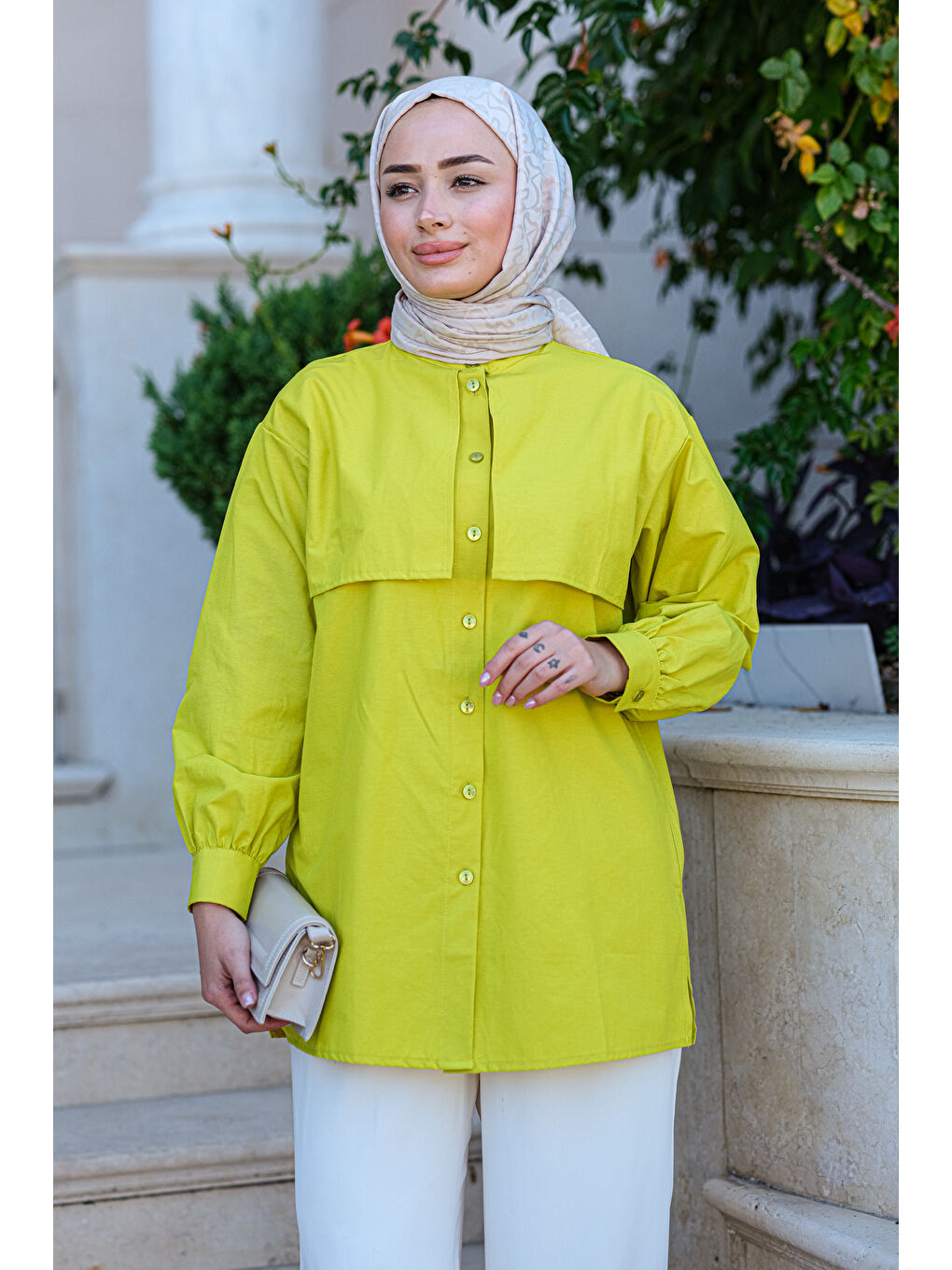 Hakim Yaka Gömlek Yağ Yeşil-2