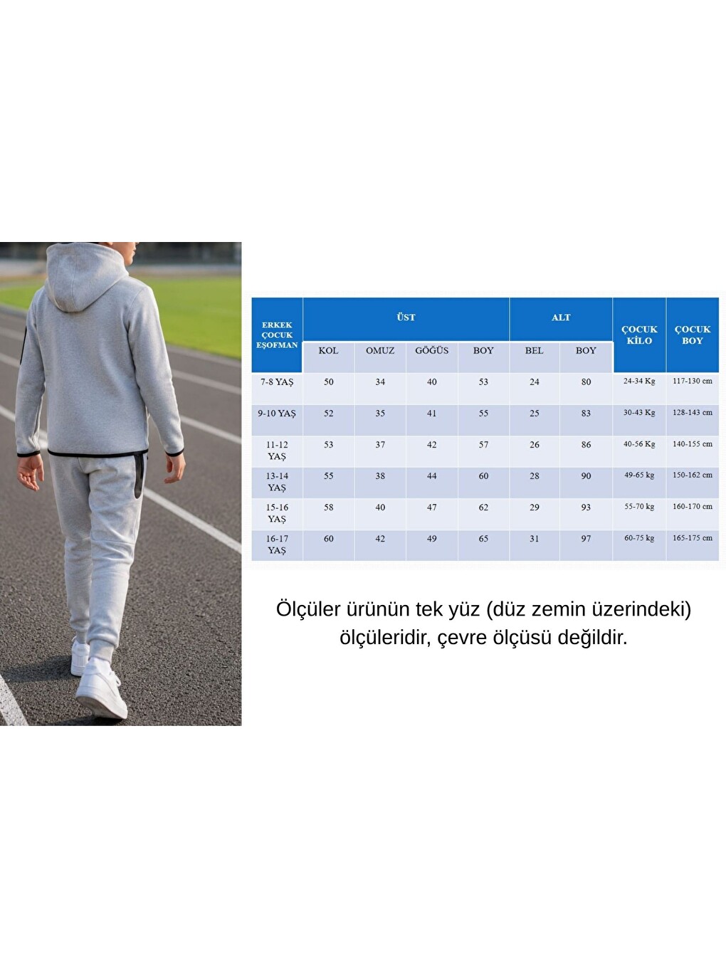 Gri Erkek Çocuk Tech Fleece Double Face Yeni Sezon Eşofman Takımı Esf7020-4